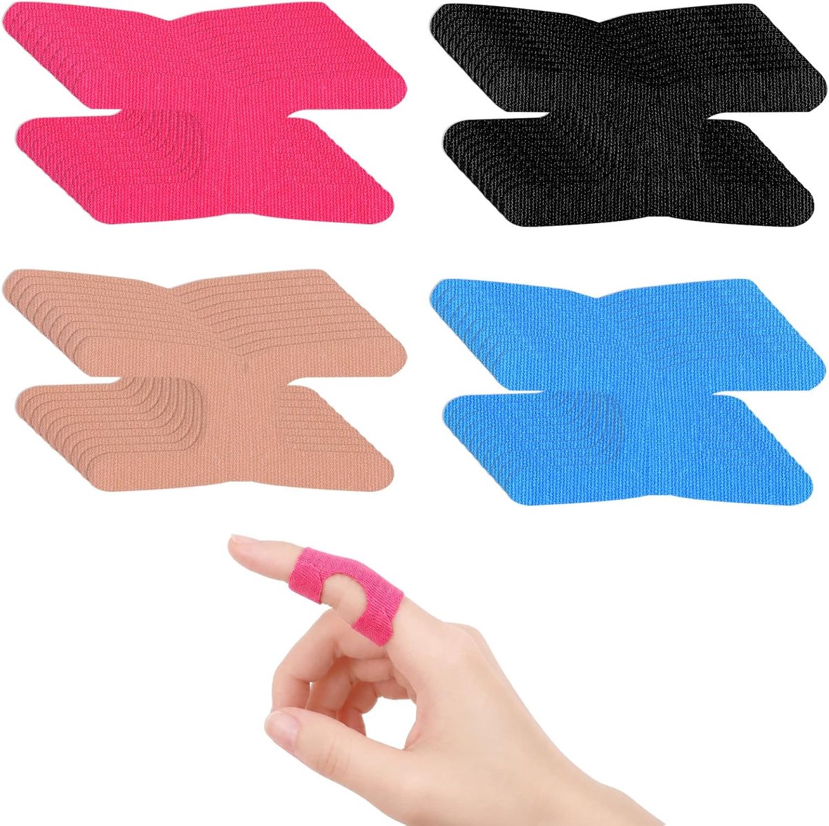 Vingertape voorgesneden 40 stuks - elastische tape - vier kleuren - ideaal voor dagelijks gebruik - ShopVlot
