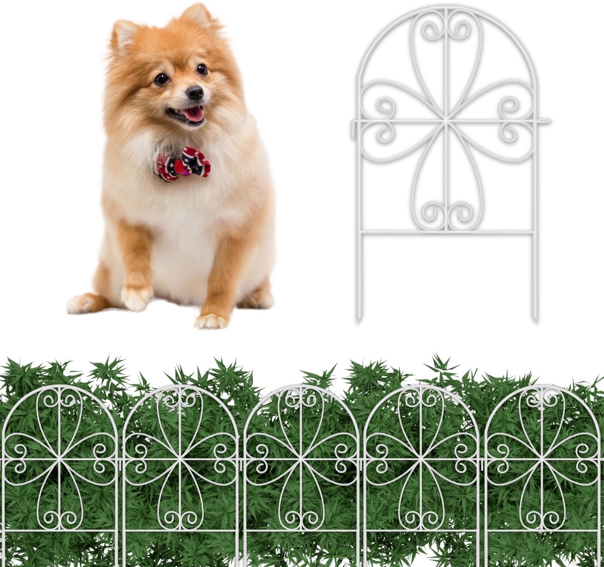 Decoratief tuinhek hartvorm - set van 10 panelen 30 x 60 cm - metaal wit roestvrij - barrière voor dieren - ShopVlot