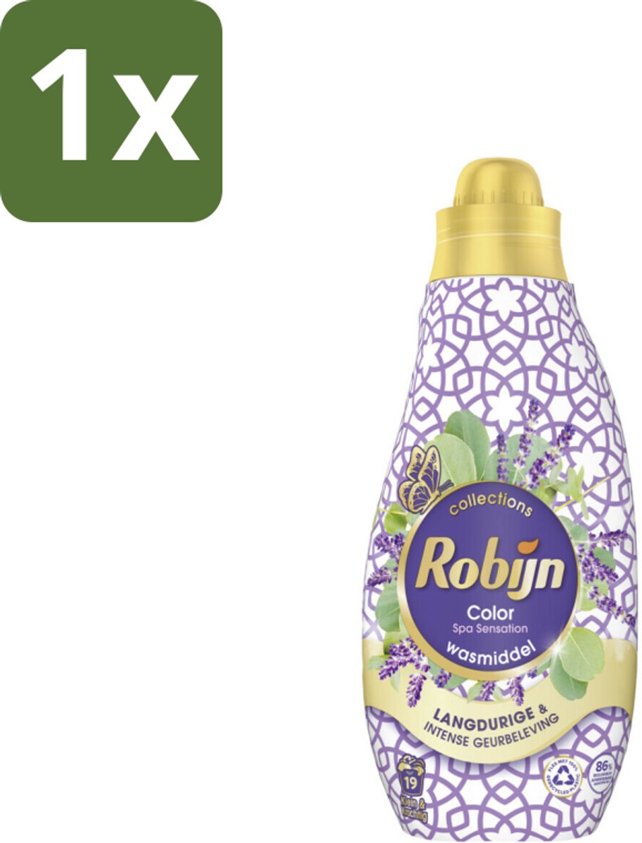 1 x Robijn - Klein & Krachtig Spa Sensation - Vloeibaar Wasmiddel - 19 Wasbeurten - 665 ml - Vloeibaar Wasmiddel - Spa Geur - Geur Van Eucalyptus - Geur Van Lavendel - Kleurbehoed