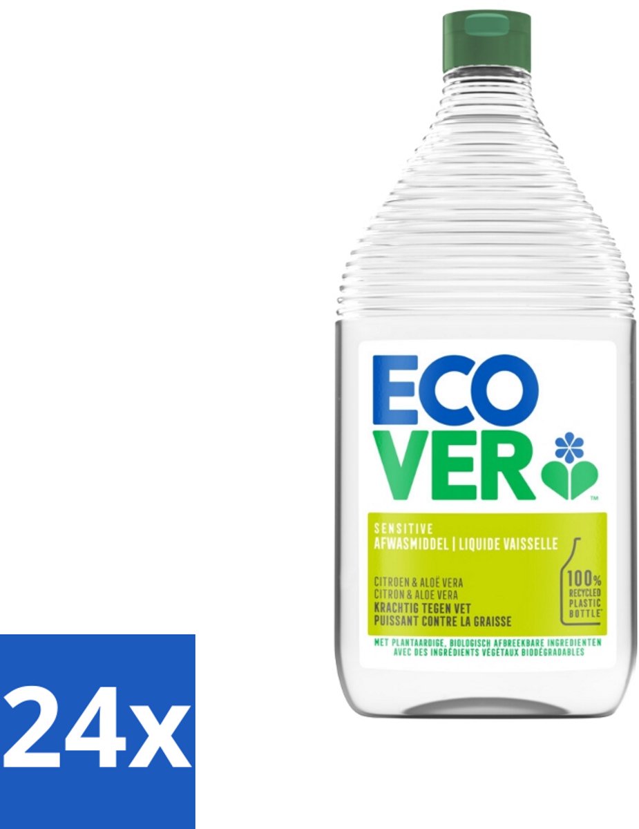 24 x Ecover - Afwasmiddel - Citroen & Aloë Vera - 950 ml - Afwasmiddel - Citroen - Aloë Vera - Biologisch Afbreekbaar - Plantaardige Formule