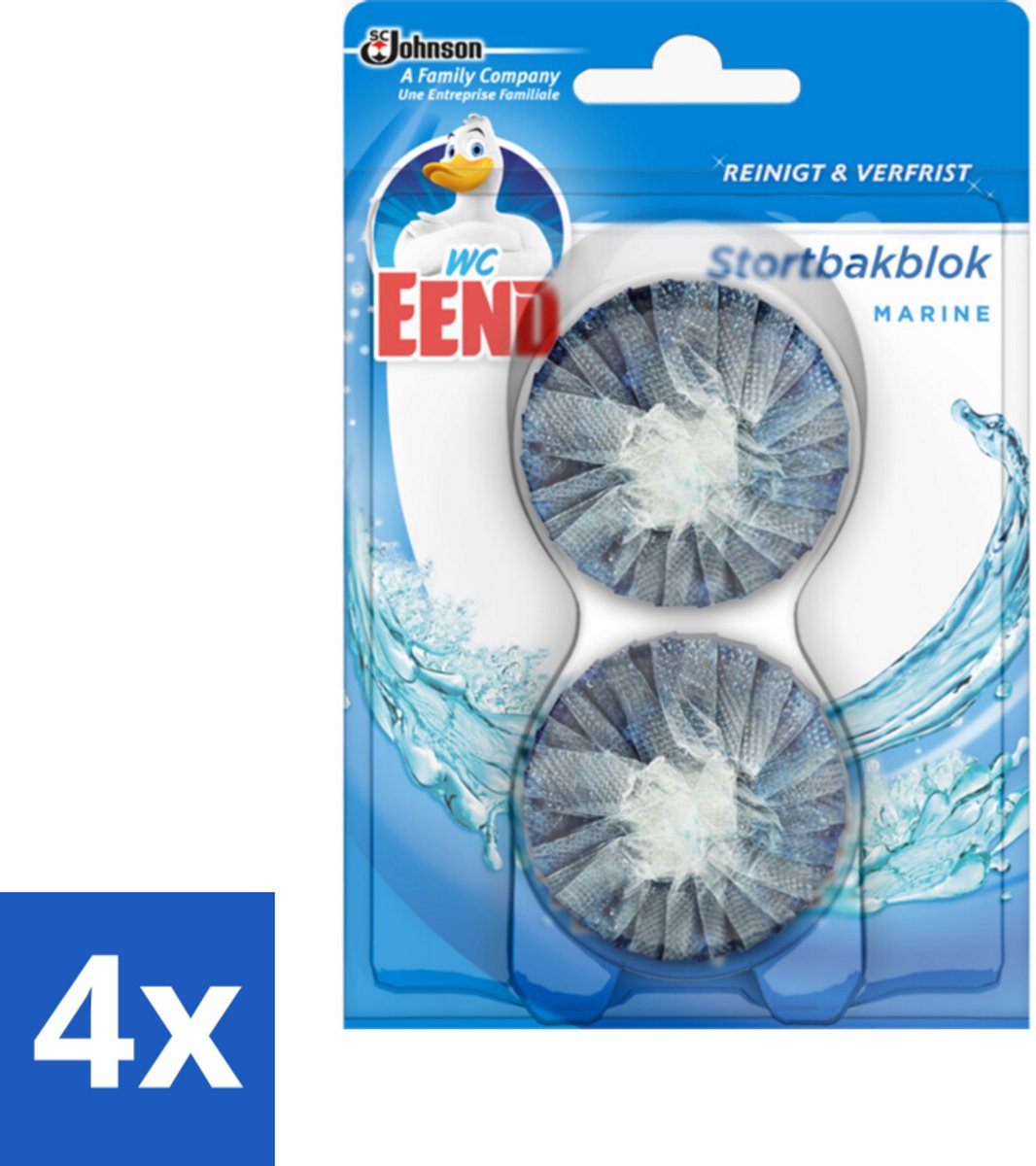 4 x WC Eend - Duo Stortbakblok - Reinigt & Verfrist bij Elke Spoeling - 2 Blokken - Toilet Schoonmaak - Toilet Reiniger - Kalk Verwijderaar - Toiletblok - Toilet Fris