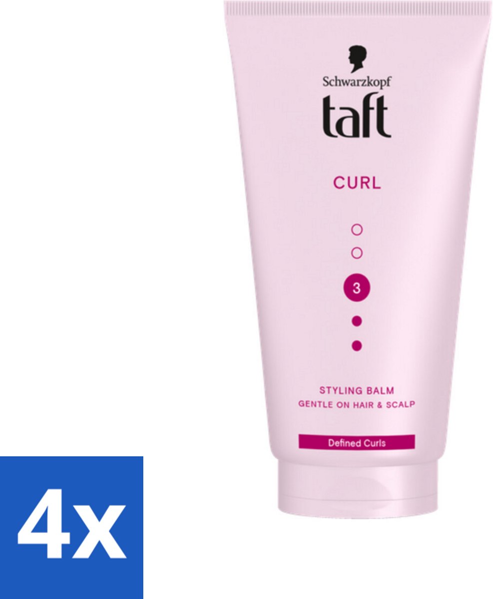 4 x Taft - Styling Balm Curl - Hold 3 - Gedefinieerde krullen - 150 ml - Krullen Styling - Krullen Balm - Krullen Definieren - Krullen Fixeren - Anti-pluis