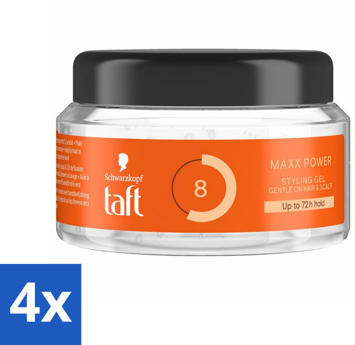 4 x Taft - Maxx Power 8 - Styling Gel - Maximale controle - 250 ml - Haargel - Taft - Maxx Power Gel - Sterke Hold - Langdurige Fixatie