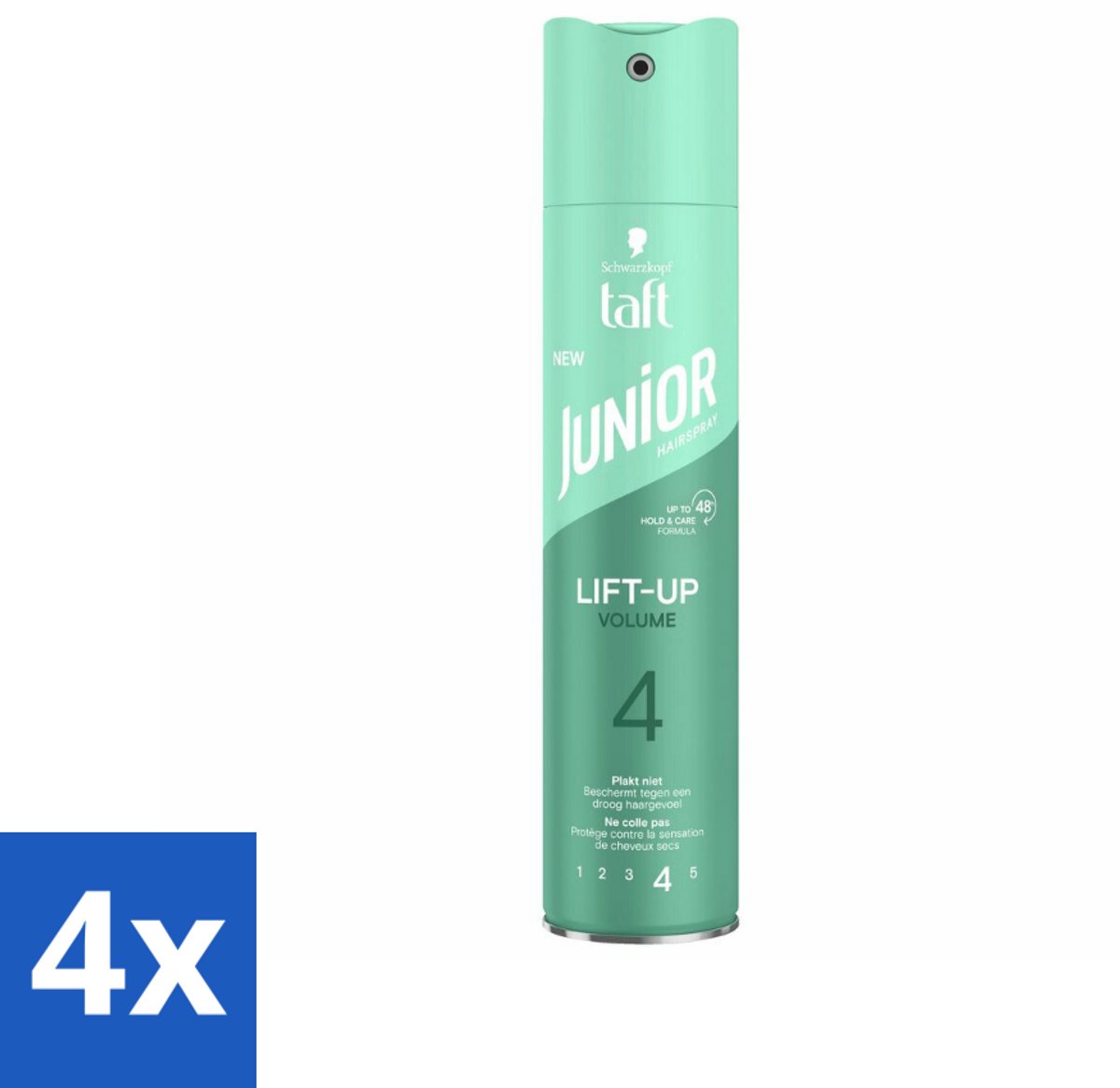 4 x Taft - Lift-Up Volume 4 - Haarspray - Extra volume voor kids - 250 ml - Haarspray Voor Kinderen - Volume Haarspray - Taft Junior - Kinderhaarspray - Haarspray Voor Kids