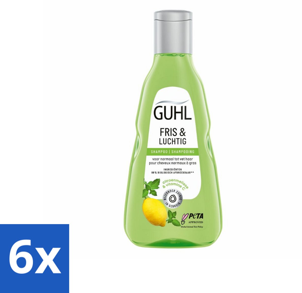 6 x Guhl - Shampoo - Fris & Luchtig - 250 ml - Haarverzorging - Shampoo - Fris Haar - Luchtig Haar - Vet Haar