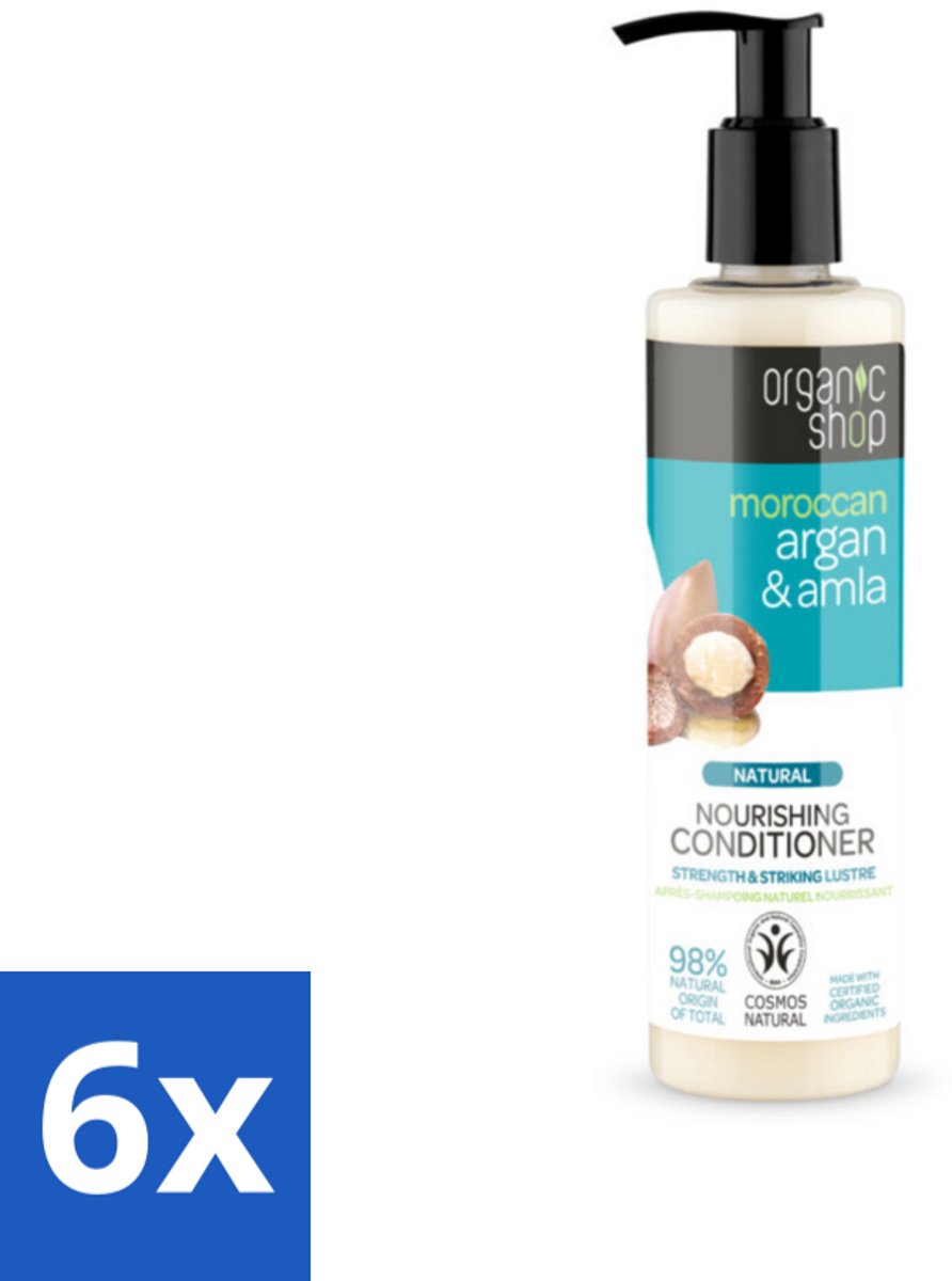 6 x Organic Shop - Conditioner Argan & Amla - Hydraterend en Verzorgend - 280 ml - Haar Conditioner - Gekleurd Haar - Glans Conditioner - Voedende Conditioner - Amarantolie