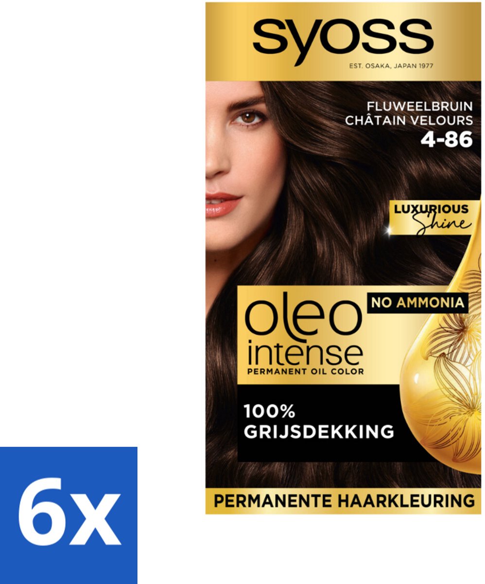 Syoss Oleo Intense - Haarverf - 4-86 - Fluweel Bruin - 115ml x 6