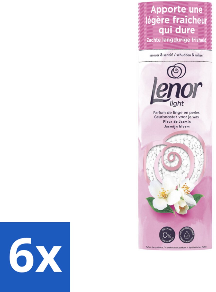 6 x Lenor Light - Geurbooster - Jasmijn - Non-Stop Frisheid - 19 Wasbeurten - Lenor Geurbooster - Wasgeur - Zijdebloesem - Pioenroos - Wasverzachter