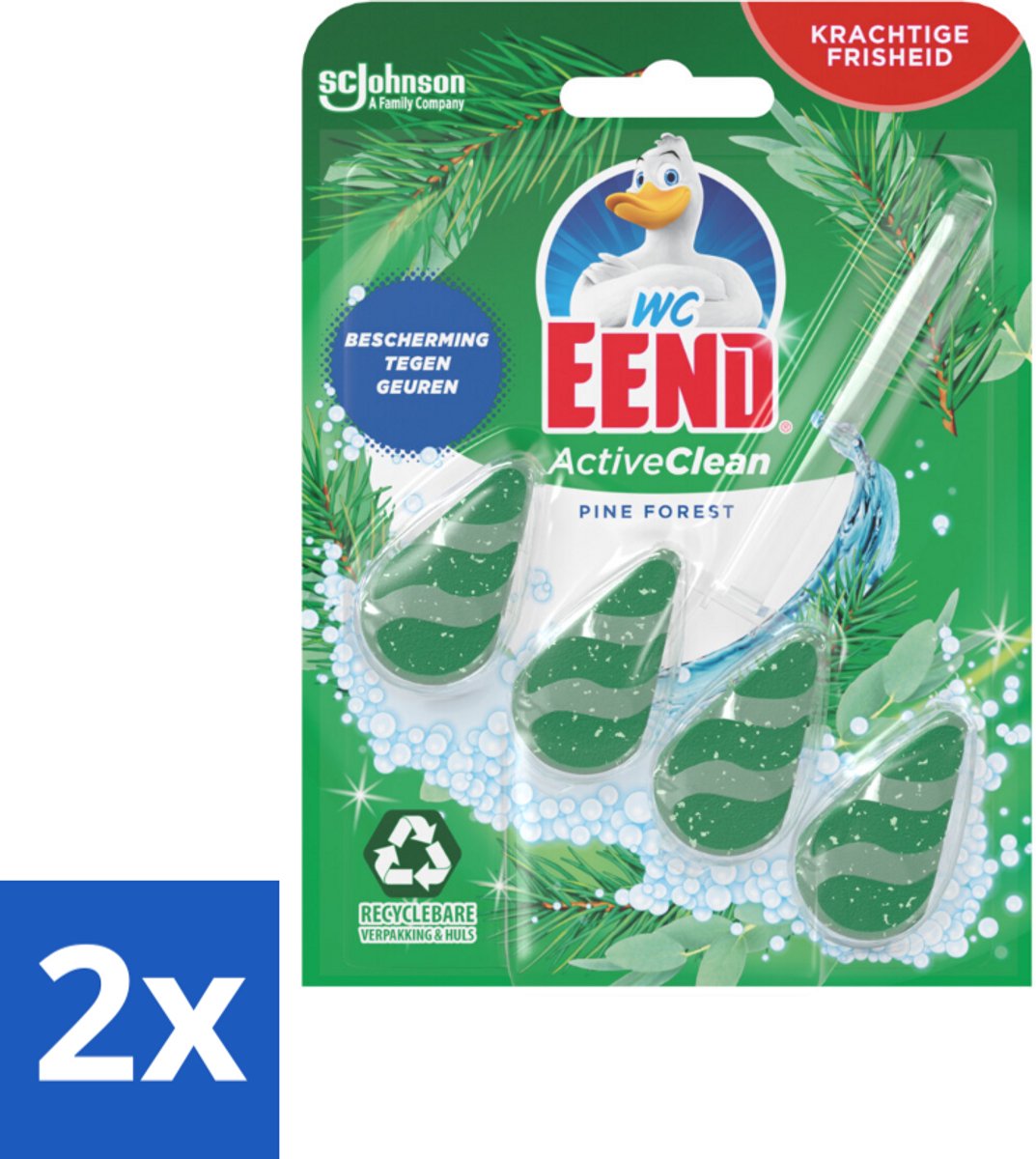 2 x WC Eend - Active Clean Pine Forest - Toiletblok - 1 Toiletblok - Toiletblok - Toilet Schoonmaak - Dennengeur - Wc Reiniger - Wc Fris