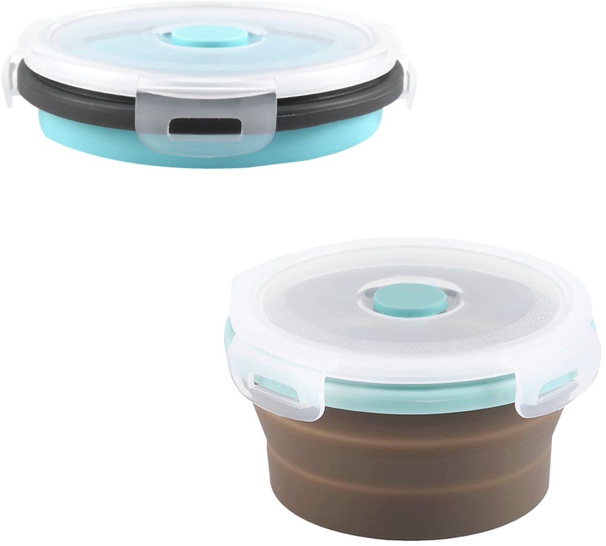 Opvouwbare hondenbak 2 x 350 ml - siliconen - met deksels - ideaal voor wandelen - ShopVlot