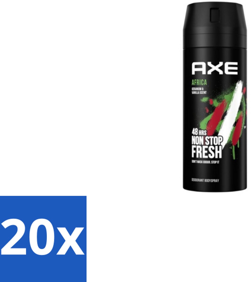 20 x AXE - Deodorant Spray - Africa - Sinaasappel & Sandelhout - Verzorgend - 150 ml - Deodorant Spray - Sinaasappel En Sandelhout - Geur - Frisheid - Huidverzorging