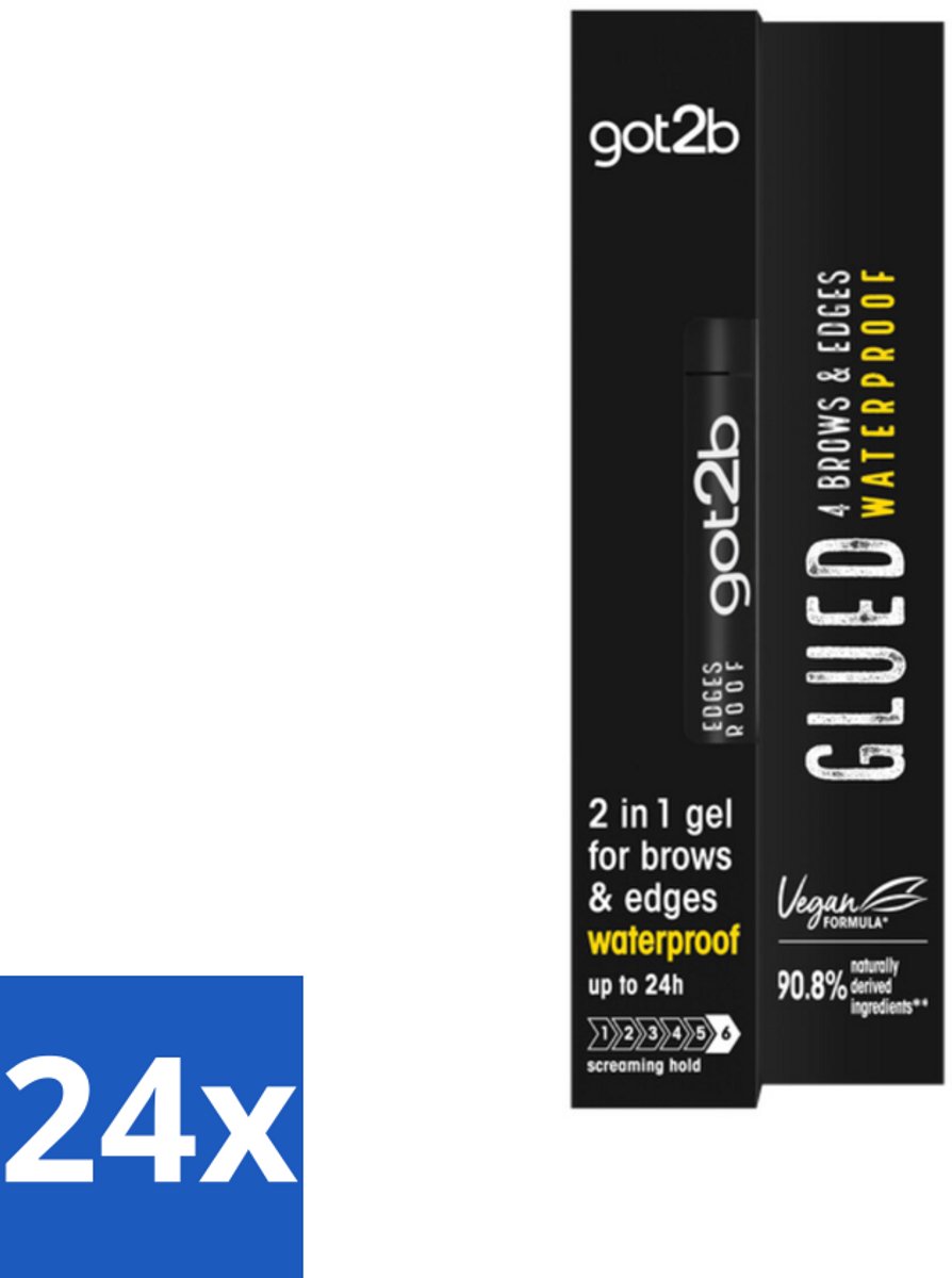 24 x Got2B - Wenkbrauwgel - 4 Brows & Edges Waterproof Transparant - 16 ml - Wenkbrauwen Stylen - Haarranden Stylen - Waterdichte Gel - Strakke Brows - Babyhaartjes