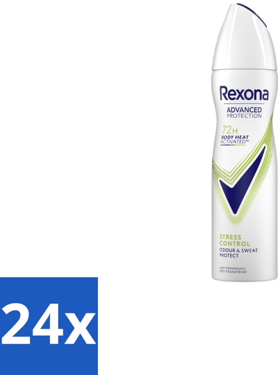 24 x Rexona - Deodorant Spray - Advanced Protection Stress Control - Tegen Stresszweet - 150 ml - 72 Uur Bescherming - Anti-transpirant - Stress - Zweet - Geur