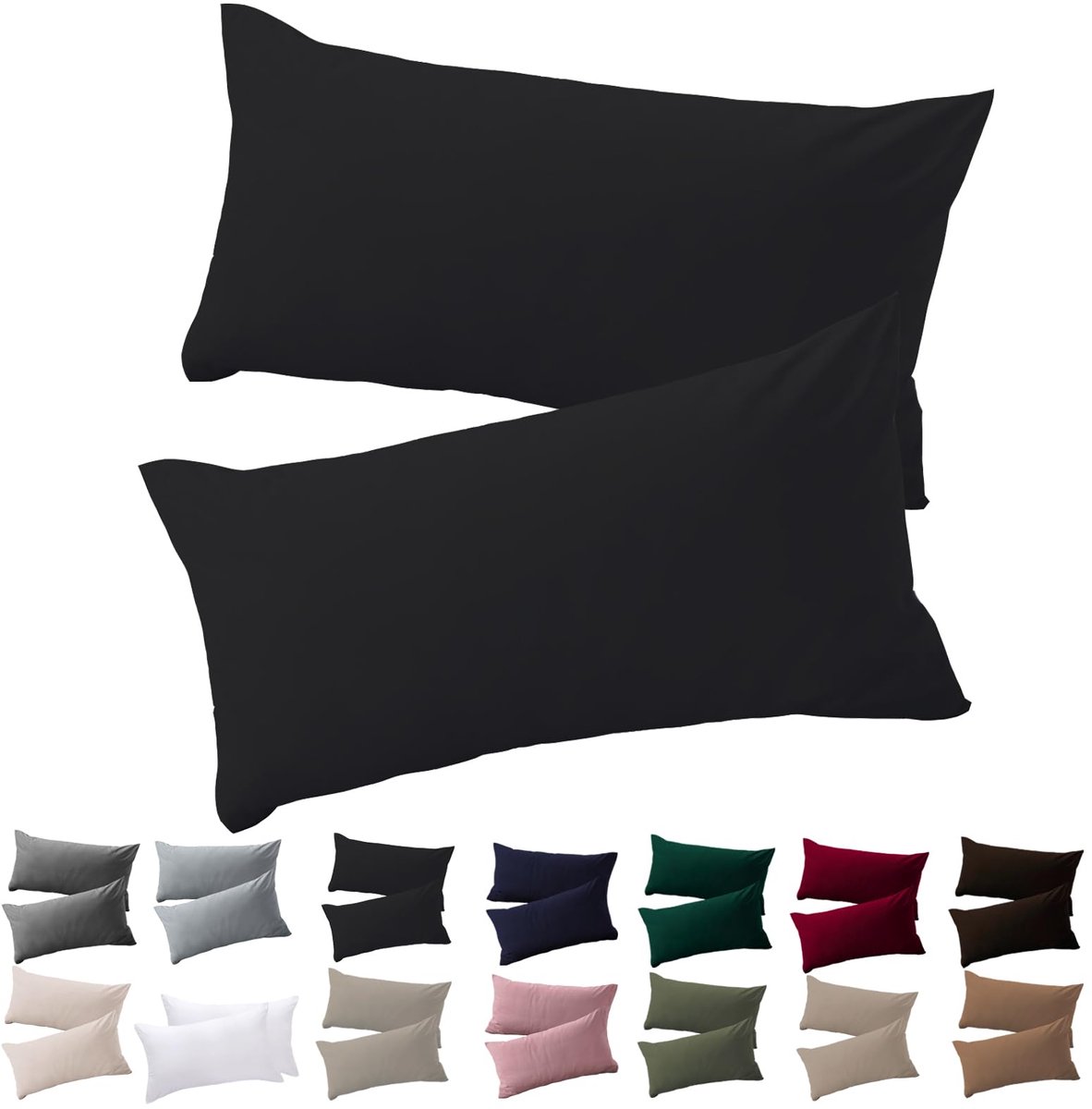 Kussenslopen set van 2 - 40 x 80 cm - microvezel - strijkvrij en kreukvrij - ShopVlot