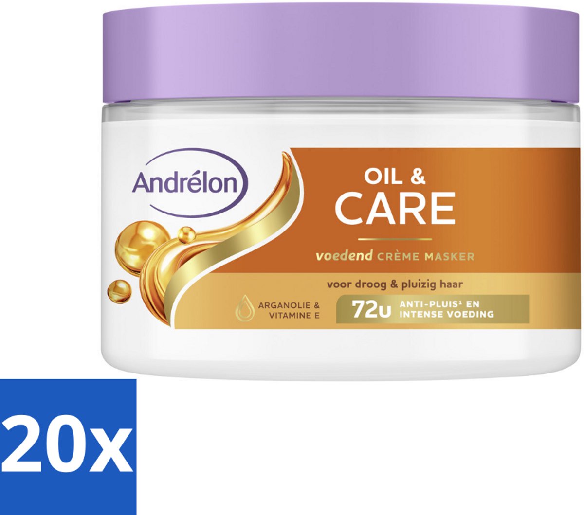 20 x Andrélon – Crème Haarmasker – Oil & Care – 300 ml - Haarmasker - Droog Haar - Pluisvrij Haar - Arganolie - Amandelolie