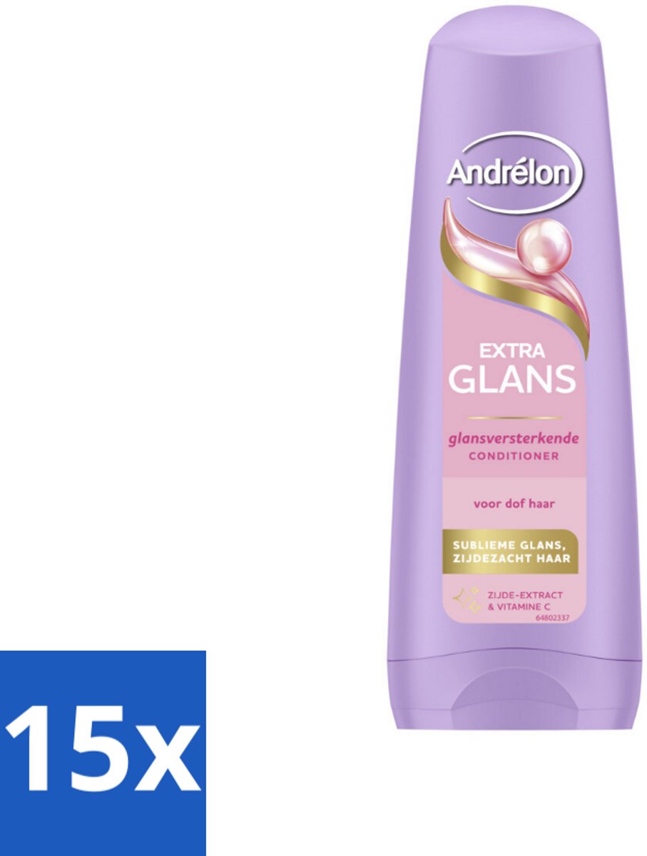 15 x Andrélon – Conditioner – Extra Glans – 200 ml - Extra Glans - Dof Haar - Zacht Haar - Glanzend Haar - Haar Verzorging