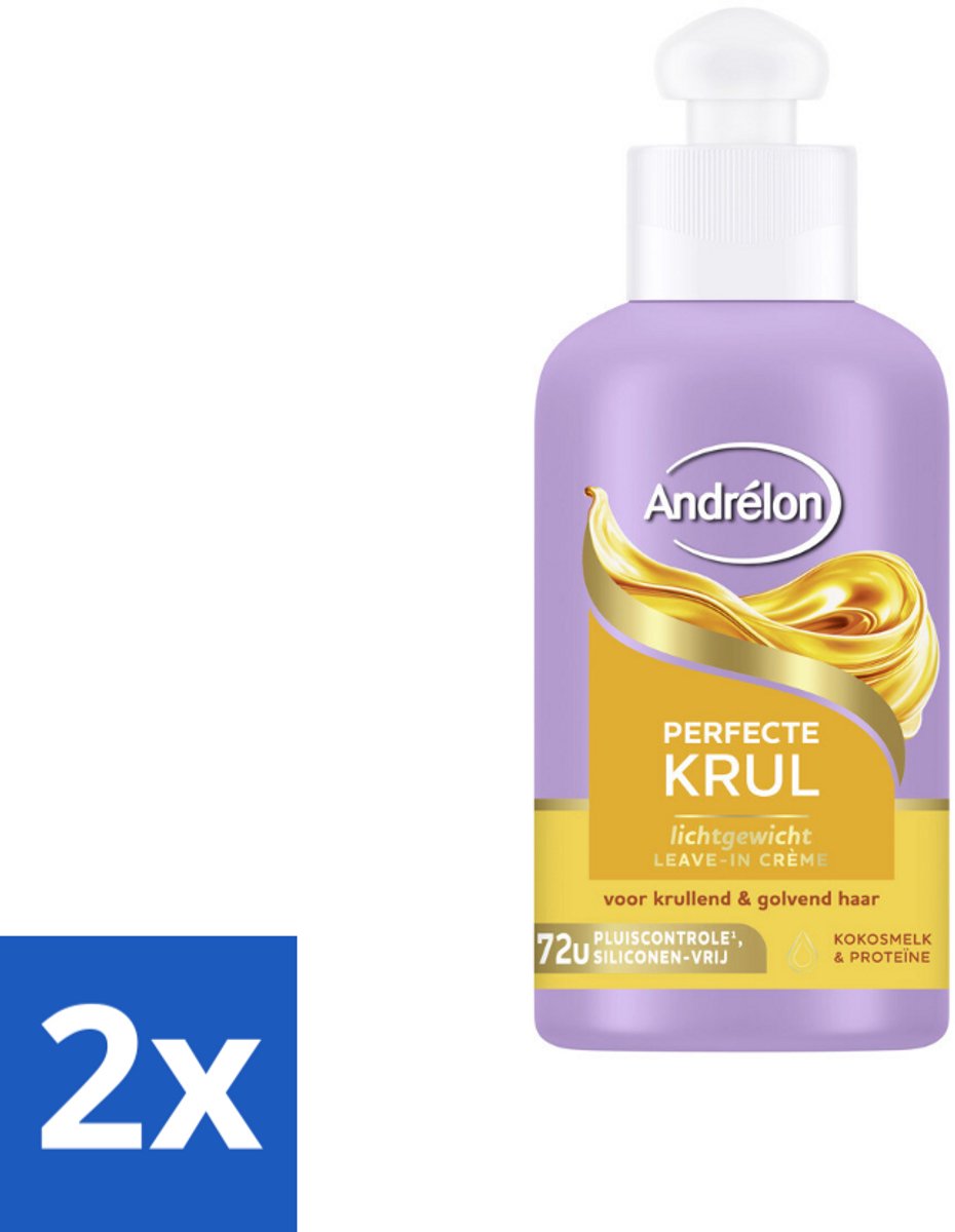 2 x Andrélon – Leave-In Crème – Perfecte Krul – 200 ml - Krullen Verzorgen - Krullen Definiëren - Krullen Pluisvrij - Krullen Hyderaten - Kokosmelk Haar