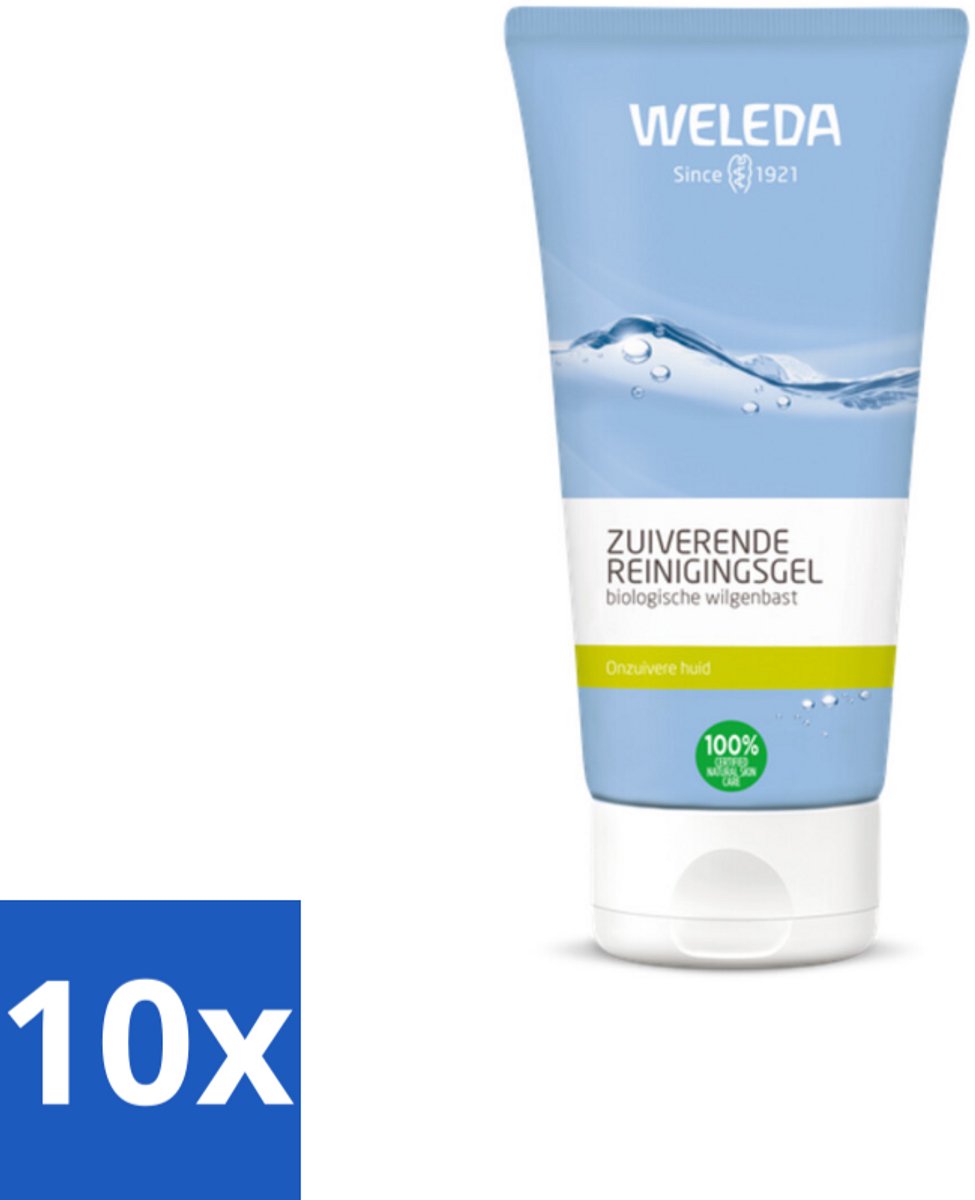 10 x WELEDA - Reinigingsgel Zuiverend - Voor onzuivere huid - 100 ml - Reinigingsgel - Zuiverende Gel - Onzuivere Huid - Puistjes - Mee-eters