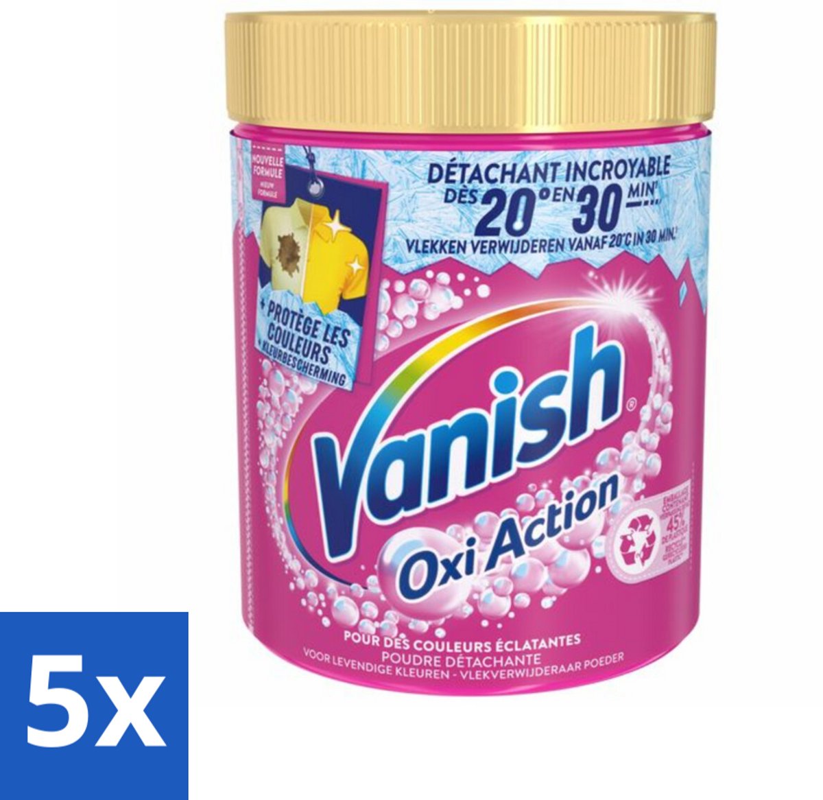 5 x Vanish - Vlekverwijderaar - Oxi Action Wasbooster Poeder - Voor Gekleurde Was - 940 g - Vlekkenverwijderaar - Gekleurde Was - Wasbooster - Vlekkenverwijdering - Kleurbehoud