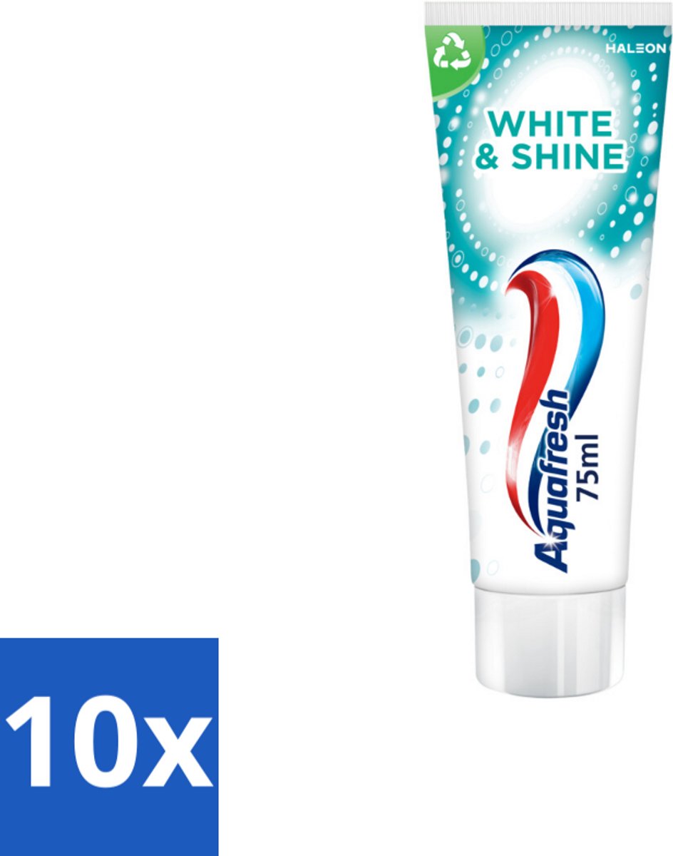 10 x Aquafresh White & Shine - Whitening Tandpasta - 75 ml - Witte Tanden - Tanden Reinigen - Tanden Glans - Tanden Verlichten - Tanden Beschermen