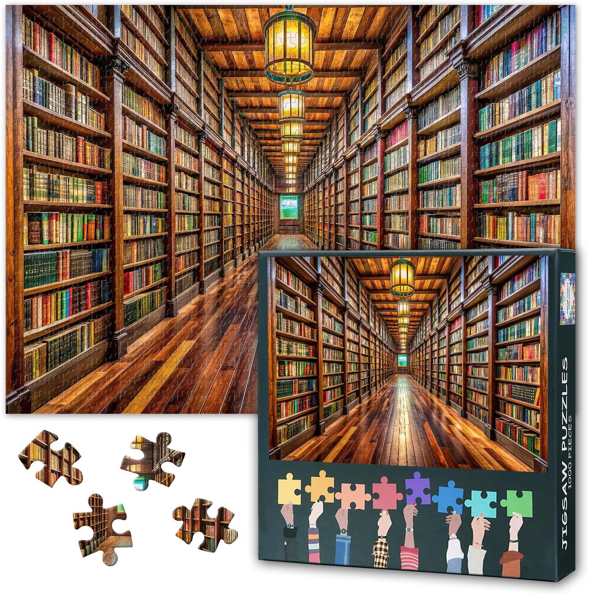 Puzzels voor volwassenen 1000 stukjes - Boekenrek 70 x 50 cm - Uitdagende puzzel - Perfecte woondecoratie - ShopVlot