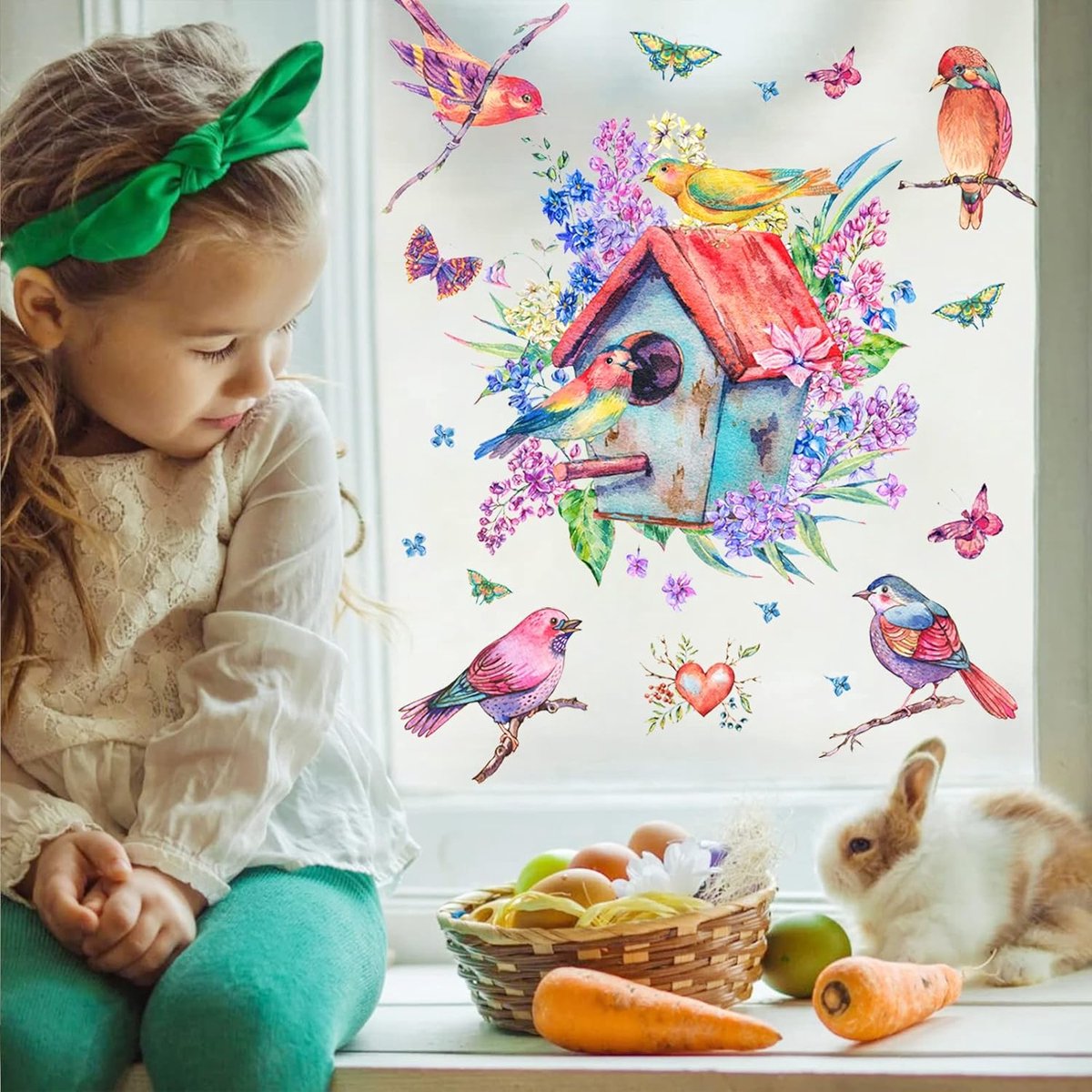 Wandstickers - Vintage Raamstickers - Herfst Vogelhuisje - Voor woonkamer, keuken en kinderkamer - ShopVlot