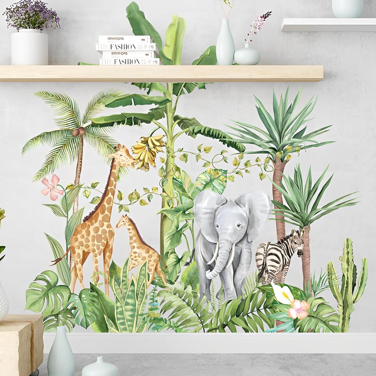 Wandstickers Safari - 75 x 72 cm - Muurdecoratie - Dieren uit het bos voor kinderkamer - ShopVlot
