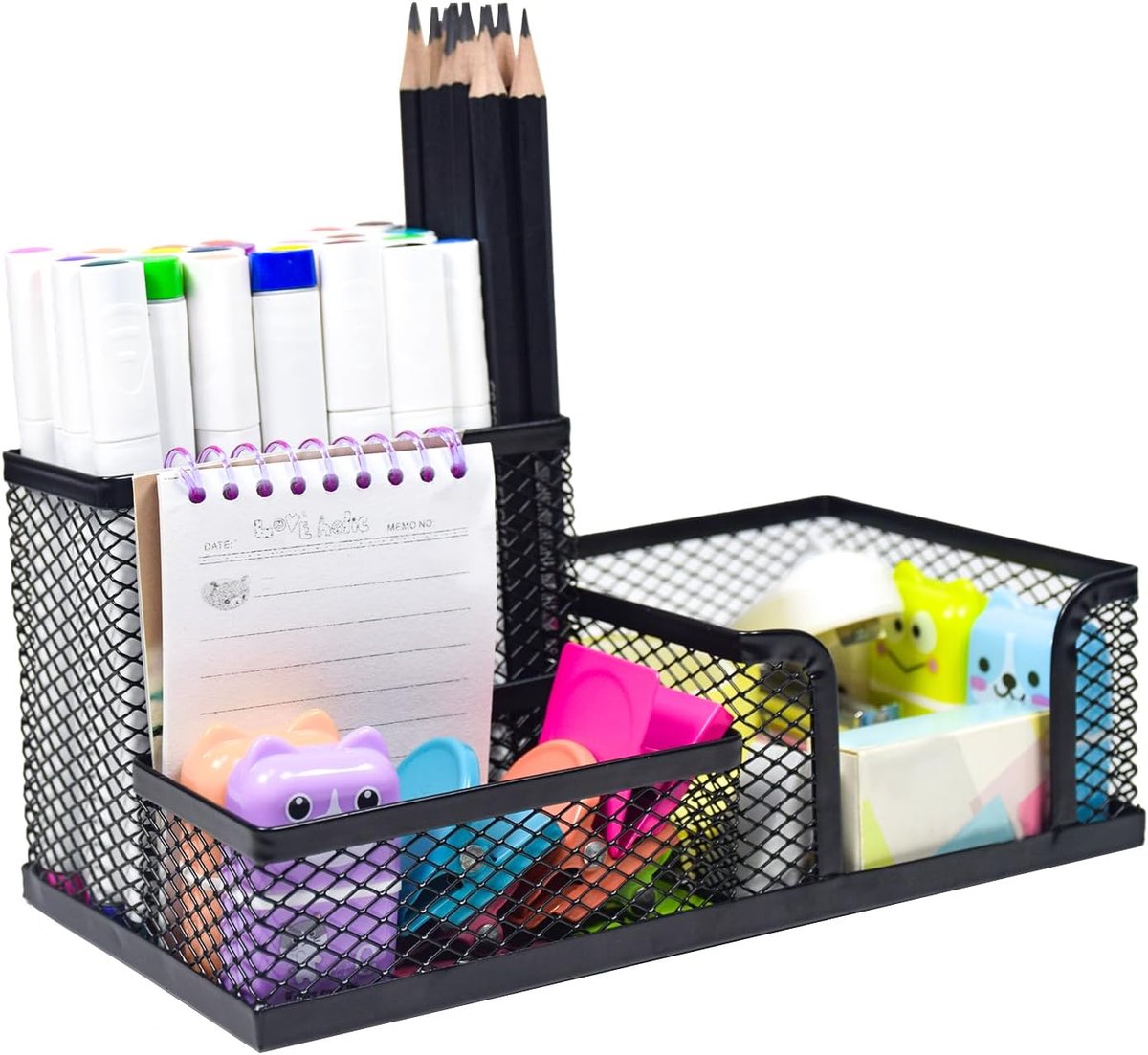 Bureau-organiser 3-compartimenten - metalen mesh - stijlvol design - ruimtebesparend - ShopVlot