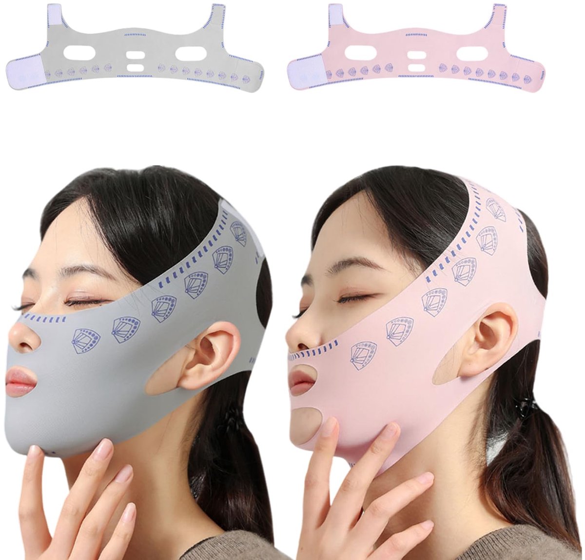 2 Stuks Liftende En Verstevigende Maskers, Anti-Verzakking Ademende Verbanden, Dubbele Kin Slaapmaskers, Om Een - ShopVlot