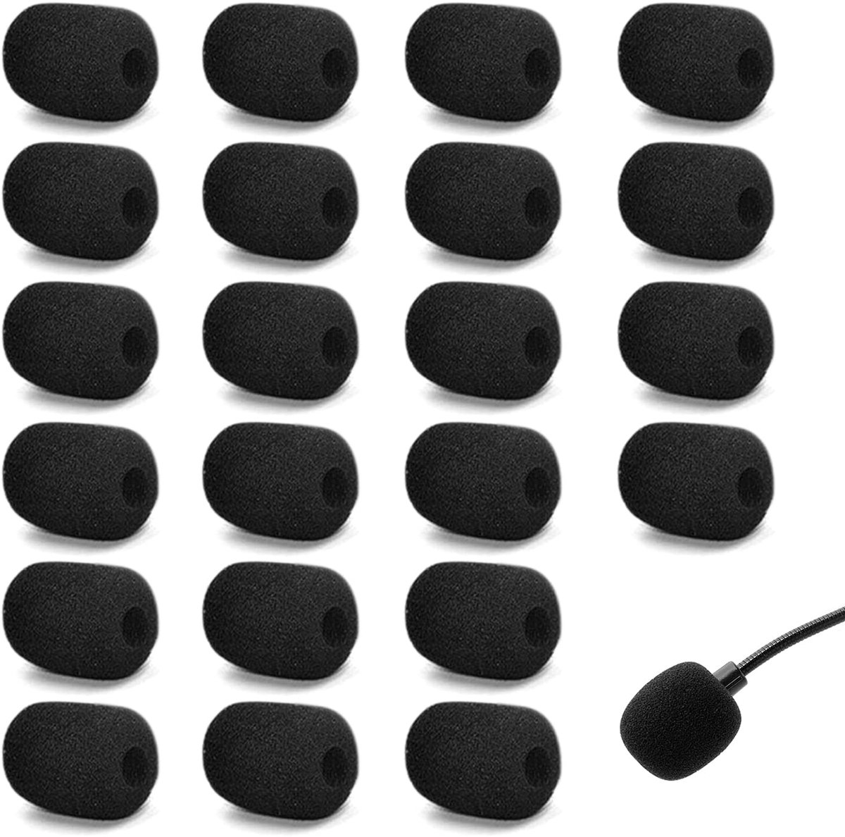 Schuimrubberen hoofdtelefoon microfoon - mini-maat zwart - verdikte anti-jet-schuim - ShopVlot