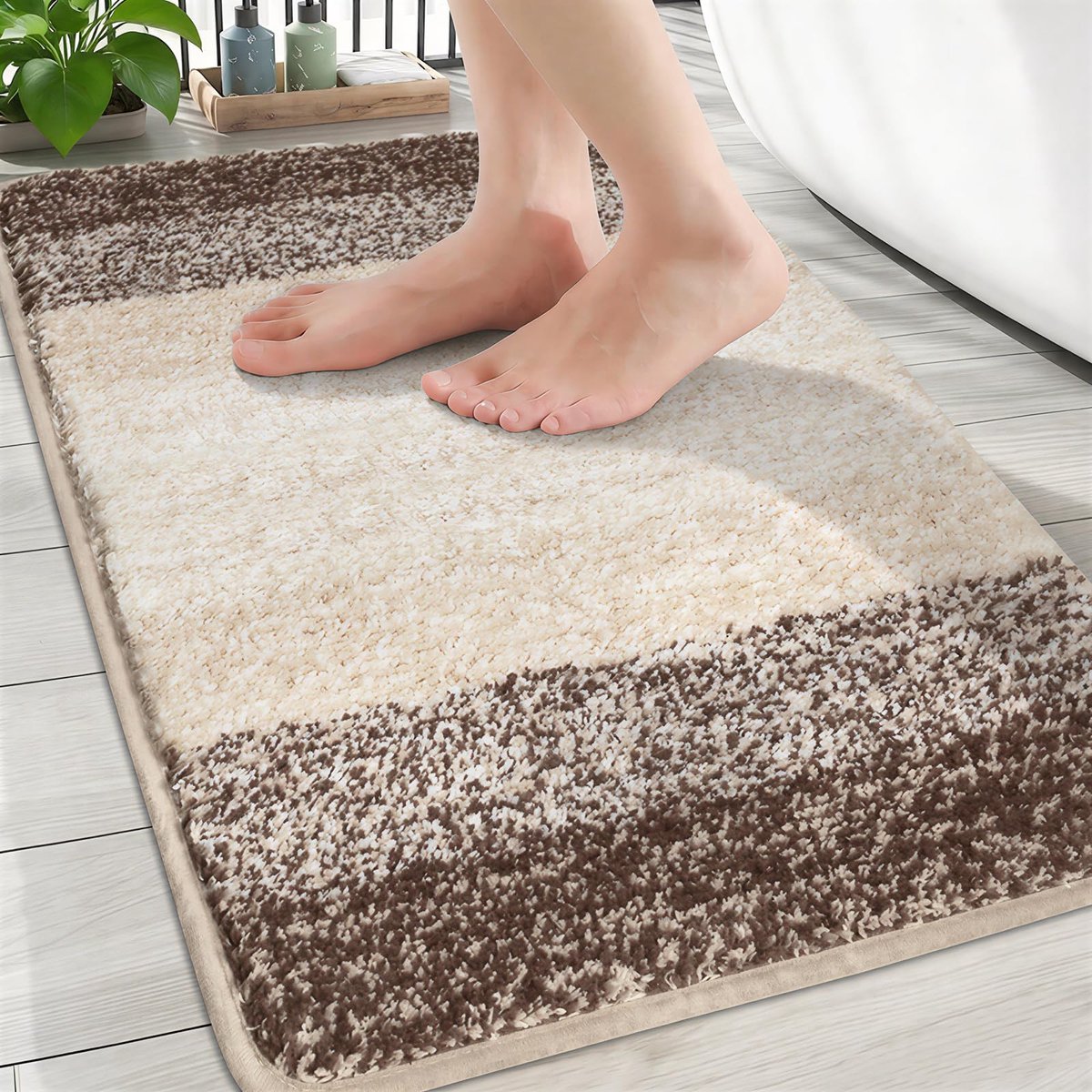 Famibay Badmat, antislip, badmat, waterabsorberend, badmat, wasbaar, zachte microvezel, beige, voor toilet, toilet - ShopVlot