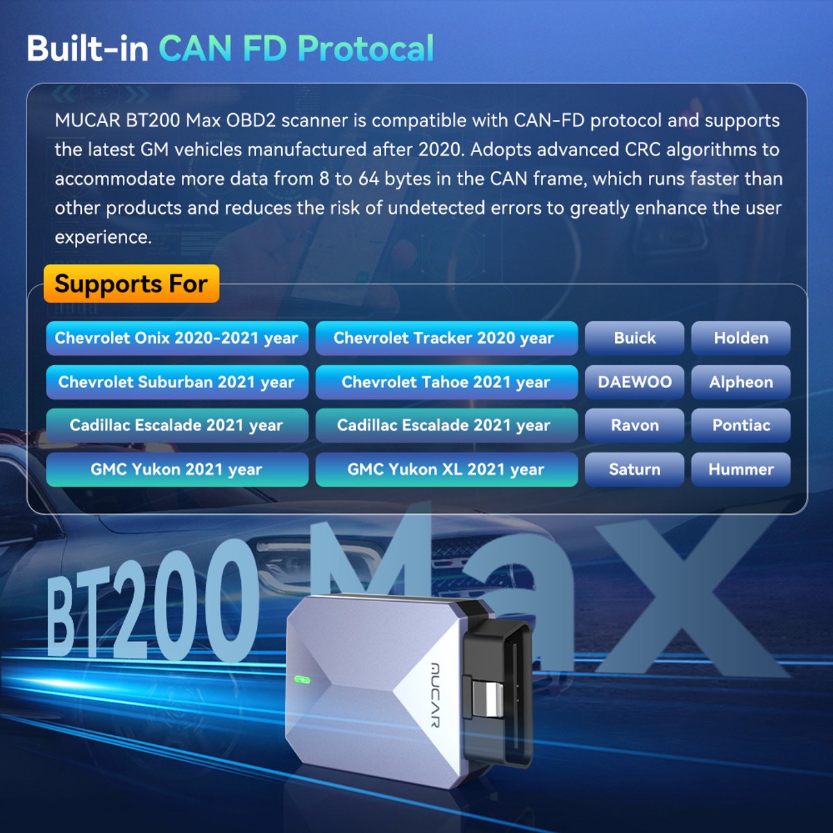 MUCAR BT200 MAX OBD2 Scanner ELM327 CANFD Bidirectioneel 15 Resetfuncties Volledig Systeem Diagnose Levenslang Gratis Updates thumbnail 3