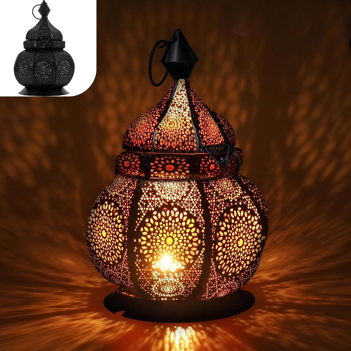 Famanu – Handgemaakte Marokkaanse lantaarn van metaal, 26 cm, sfeervolle decoratie