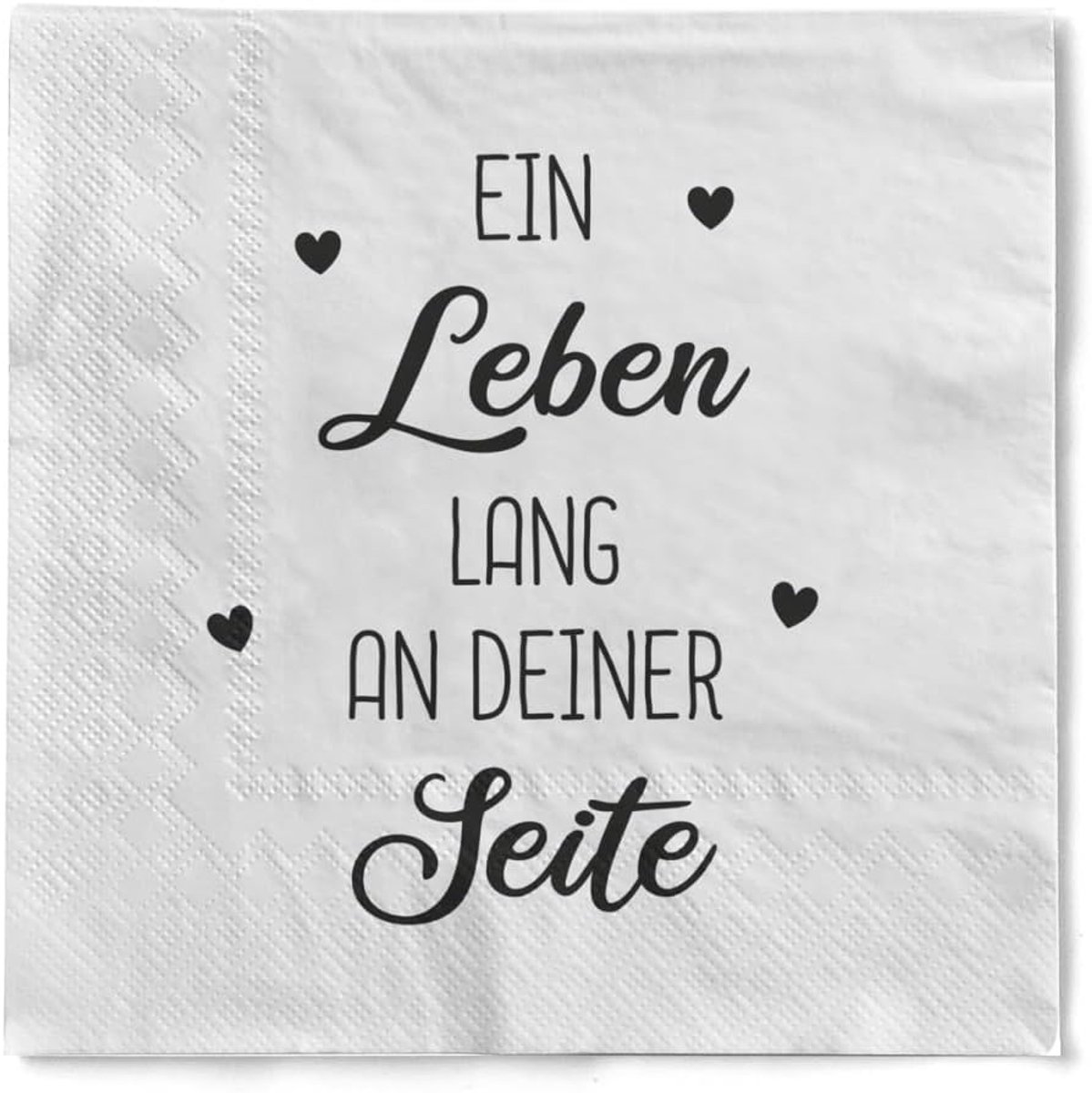 Servet "Ein Leben lang an deiner Seite" van tissue, 33 x 33 cm, 3-laags, 1/4 vouw, 20 stuks - ShopVlot