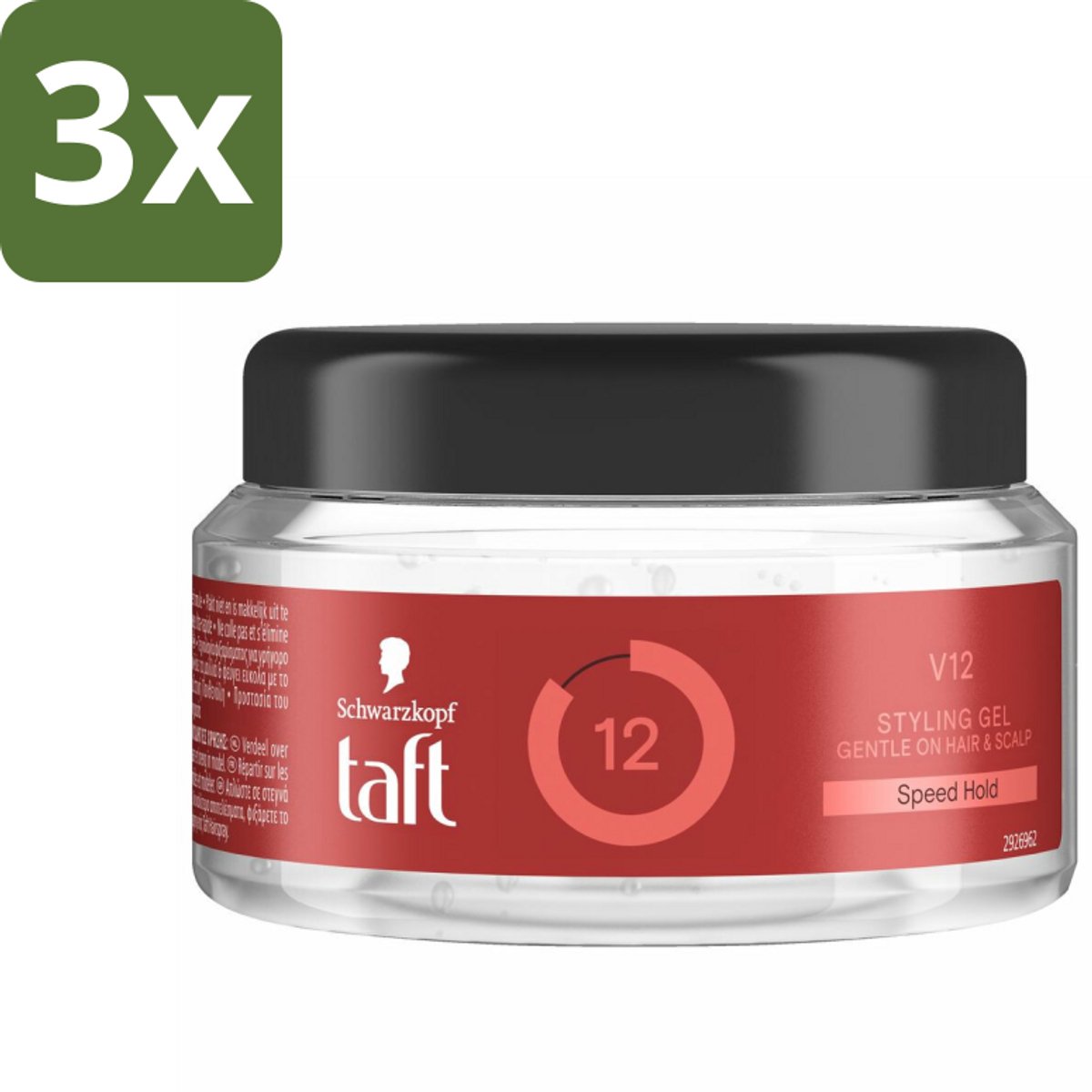 Taft - V12 - Styling Gel - Supersnelle fixatie - 250 ml - Bulkverpakking - 3 stuks