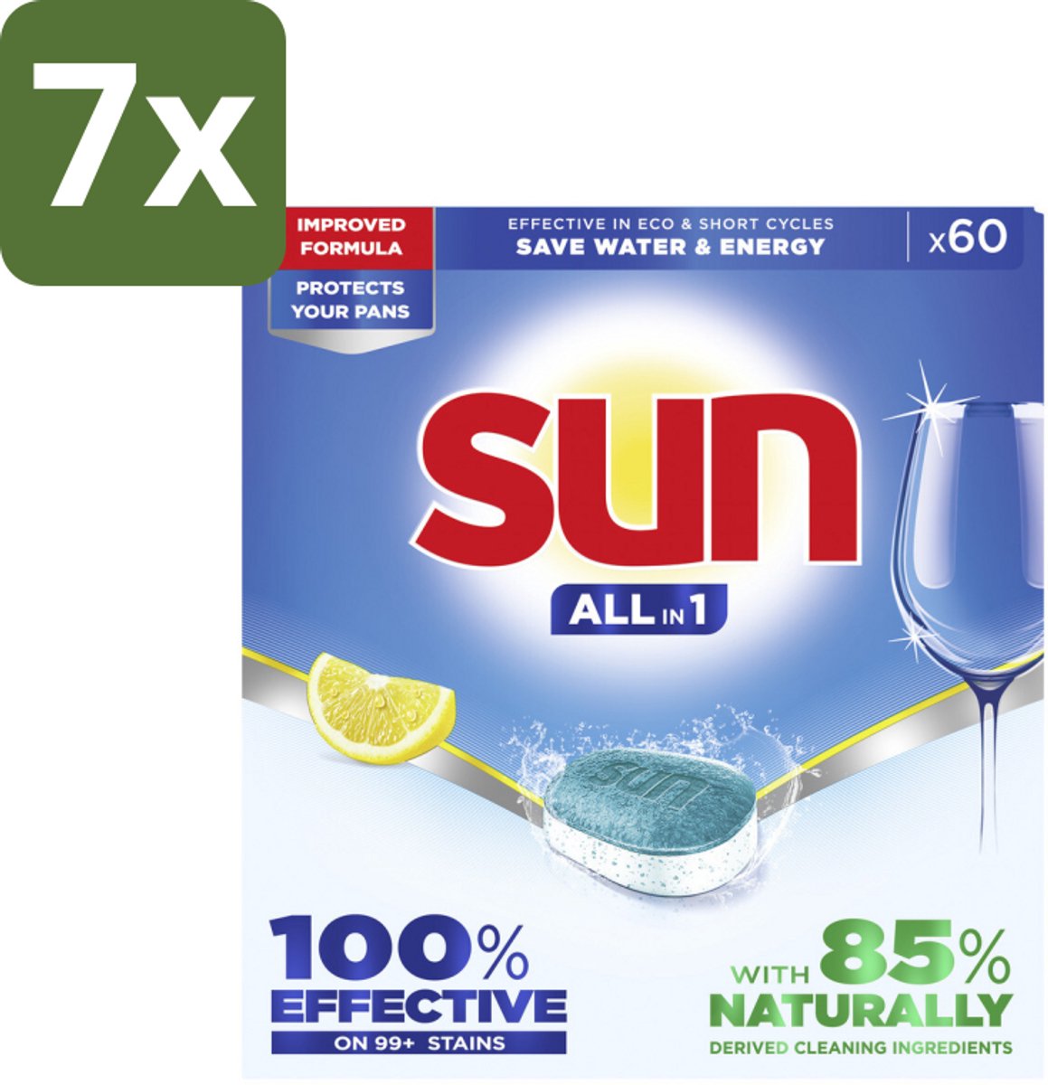 Sun - Vaatwastabletten - All-in-1 Citroen - 60 tabletten - Bulkverpakking - 7 stuks