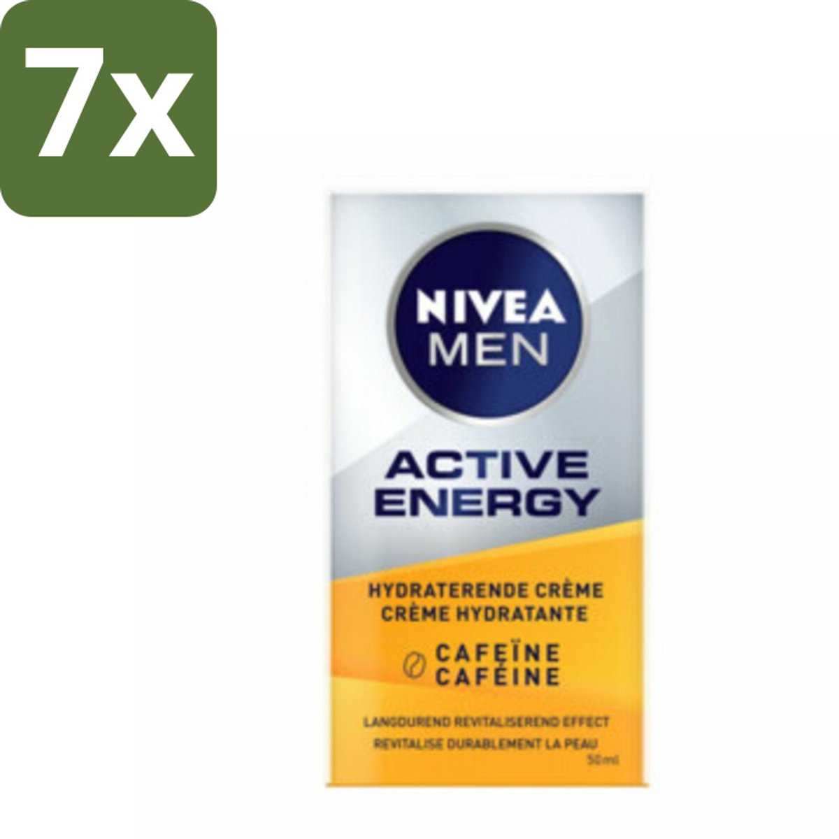 NIVEA MEN - Active Energy - Gezichtscrème met Cafeïne - 50 ml - Bulkverpakking - 7 stuks