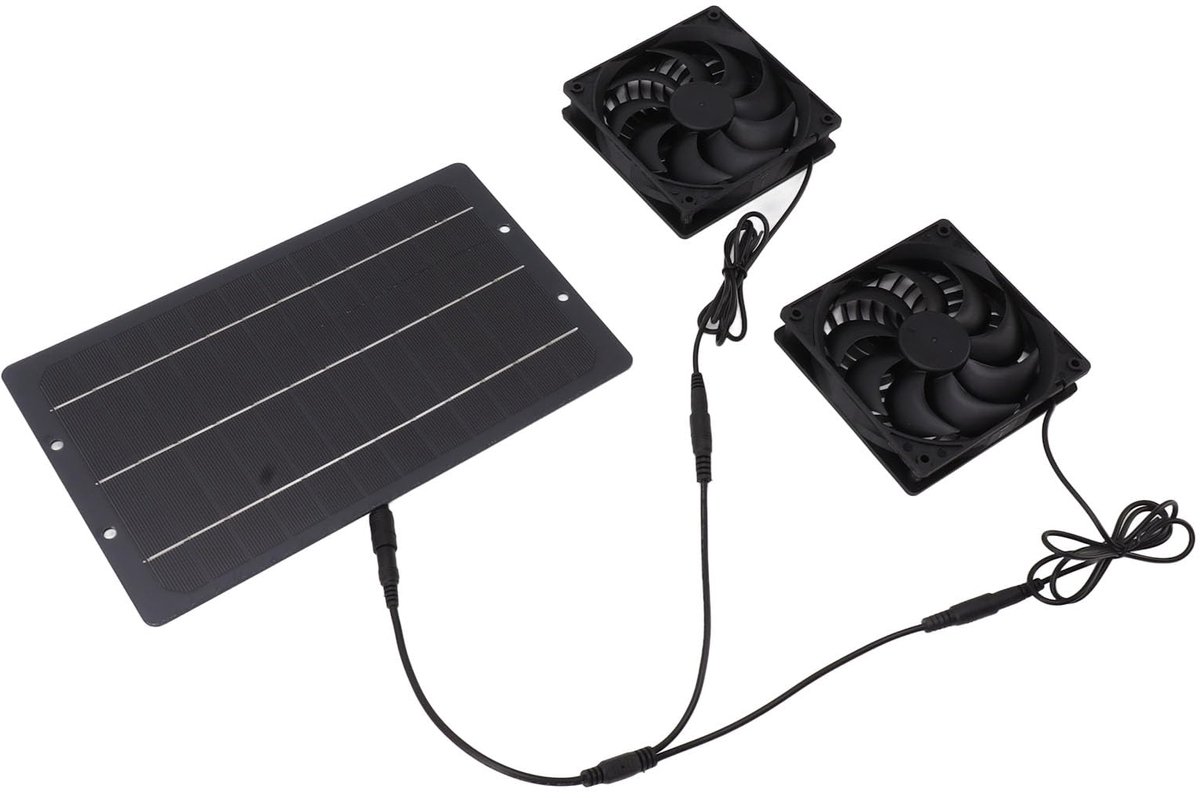 Zonnepaneel ventilator kit 10W - dubbele uitlaat - wandmontage - ideaal voor kippenhokken - ShopVlot