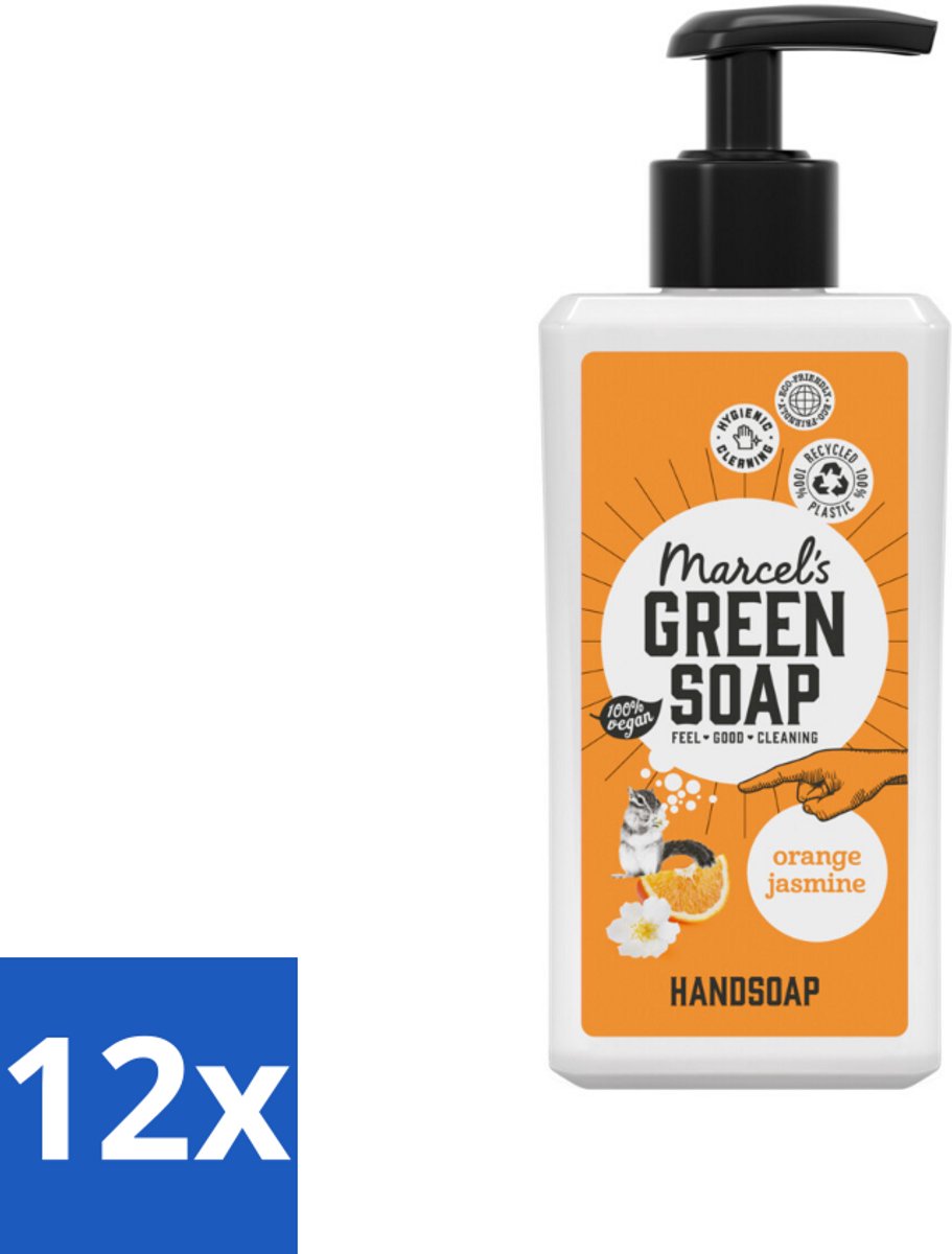Marcel's Green Soap - Handzeep - Sinaasappel & Jasmijn - Zachte verzorging - 250 ml - Voordeelverpakking - 12 stuks