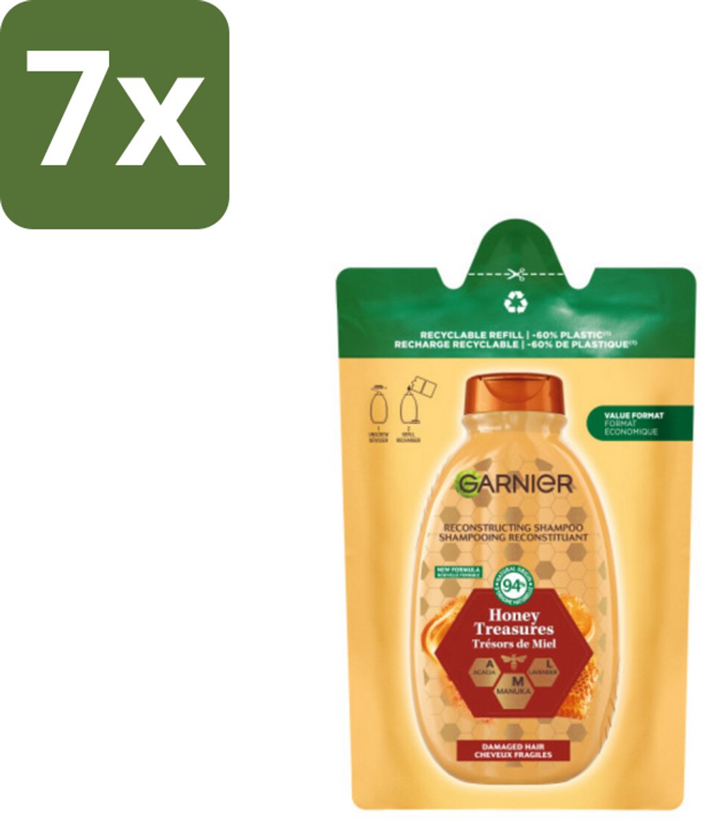 Garnier - Loving Blends - Shampoo Refill - Honing Goud - Beschadigd & Breekbaar Haar - 250 ml - Bulkverpakking - 7 stuks