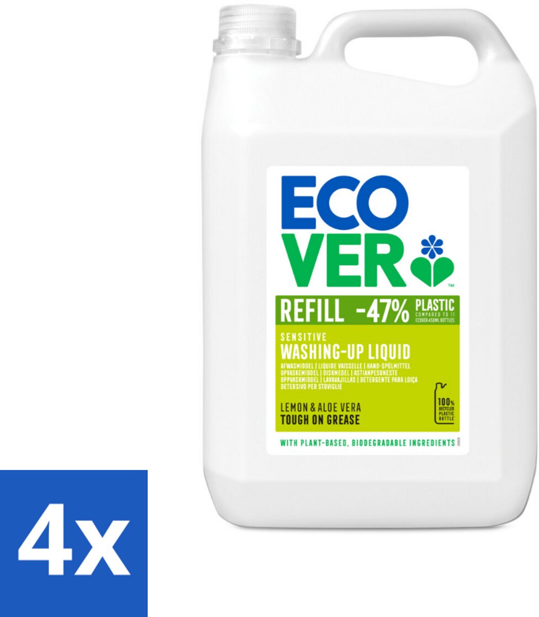 Ecover - Afwasmiddel - Citroen & Aloë Vera - 5 liter - Voordeelverpakking - 4 stuks