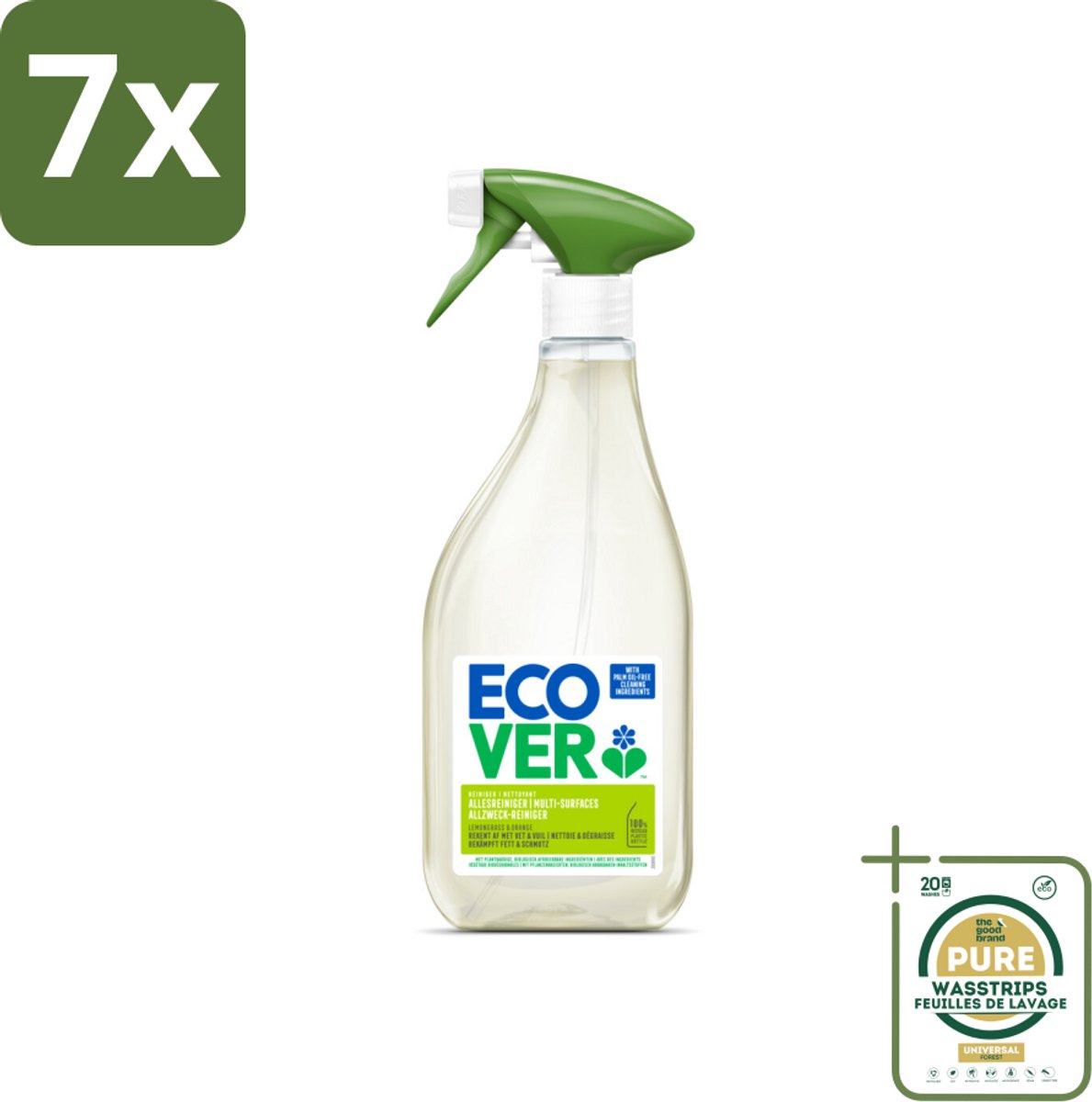 7 x Ecover - Allesreiniger Spray - Citroengras & Sinaasappel - 500 ml - Grootverpakking - Ecover Allesreiniger Spray - Citroengras En Sinaasappel - Natuurlijke Reiniger - Geurstof - Geur