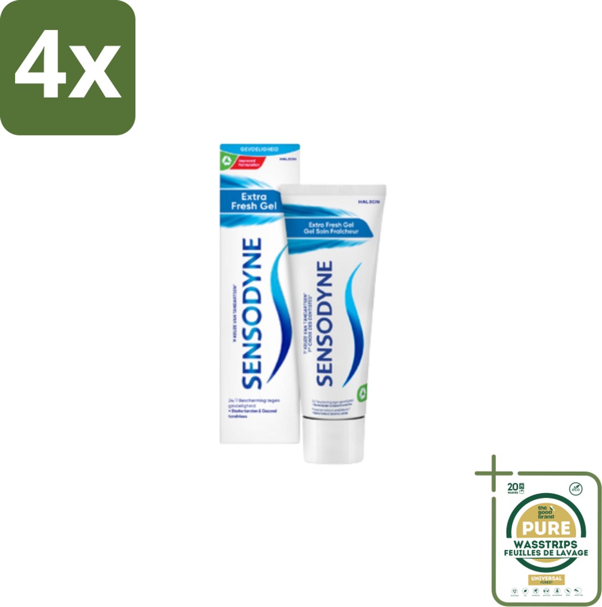Sensodyne - Tandpasta - Extra Fresh Gel - Verfrissend - 75 ml - Voordeelverpakking - 4 stuks - Frisse adem - Tandplak verwijderen