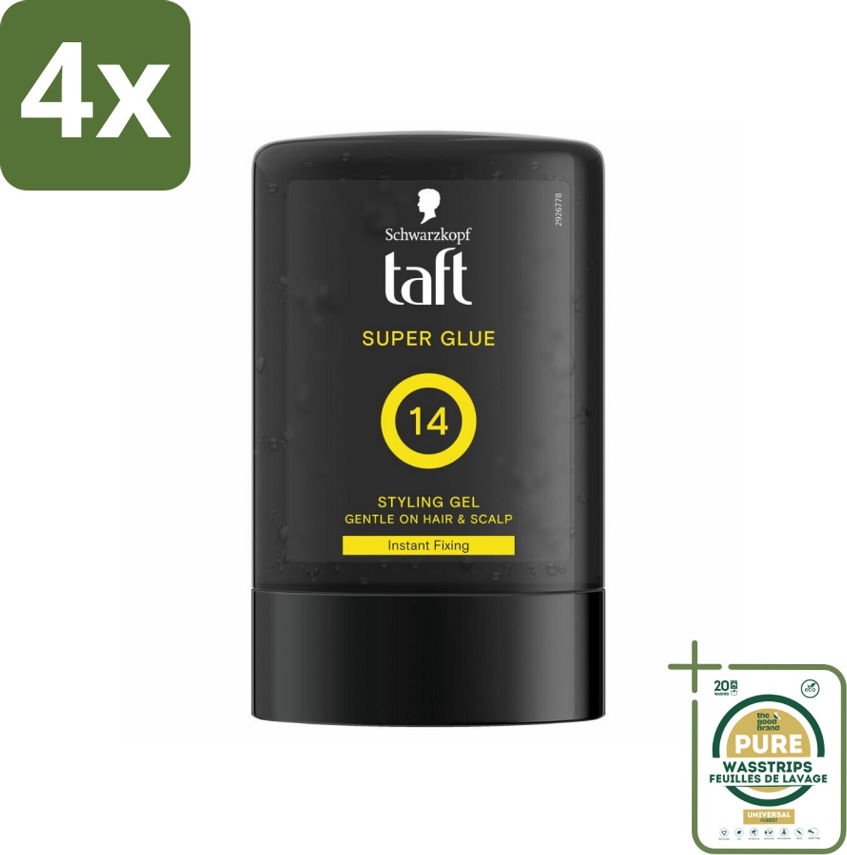 Taft - Super Glue 14 - Styling Gel - Ultieme stevigheid - 300 ml - Voordeelverpakking - 4 stuks - Taft - Mannenhaar