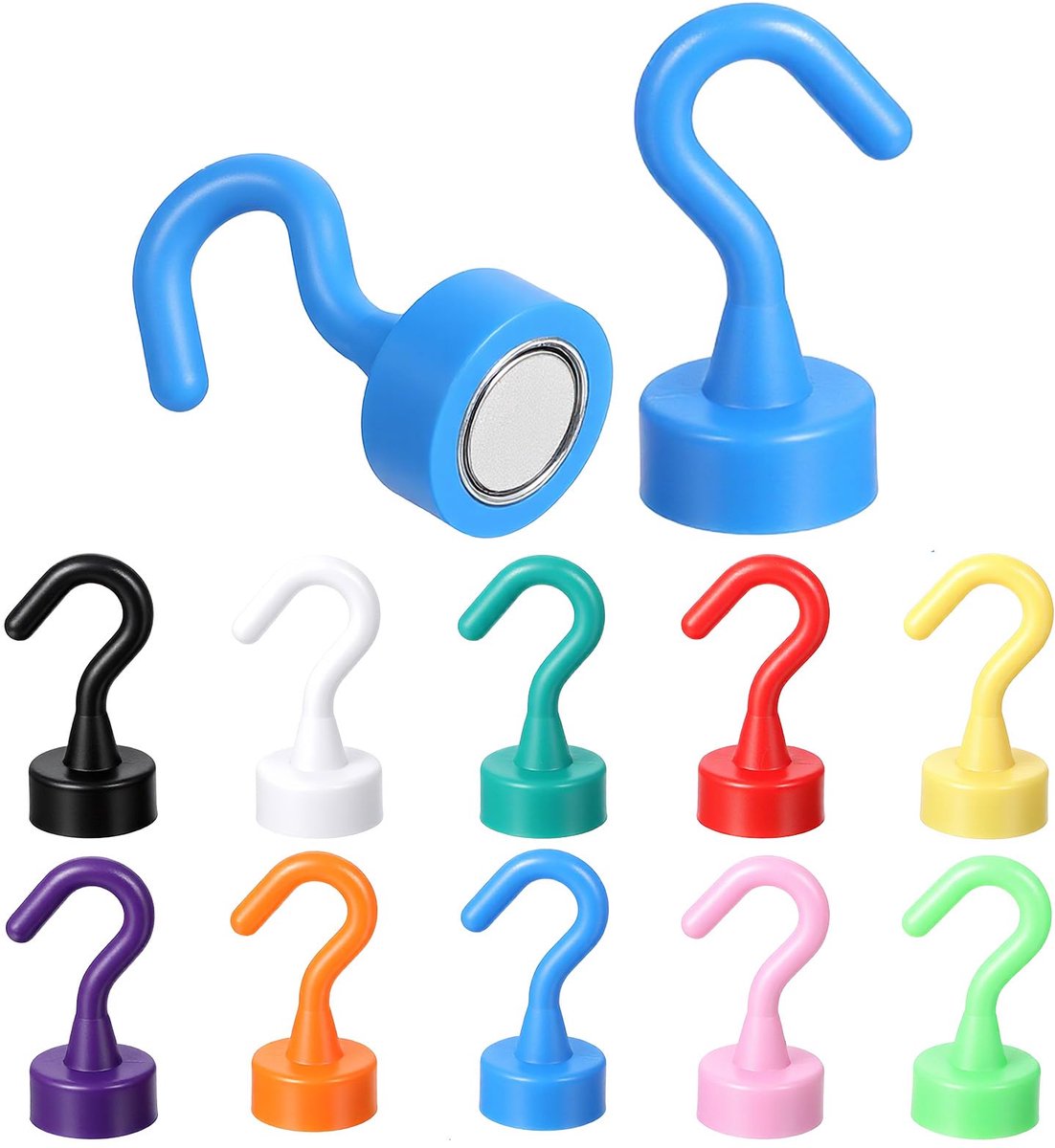 Magneethaken 12 stuks - extra sterke magnetische haken - stansvrij - ideaal voor camping en werkplaats - ShopVlot