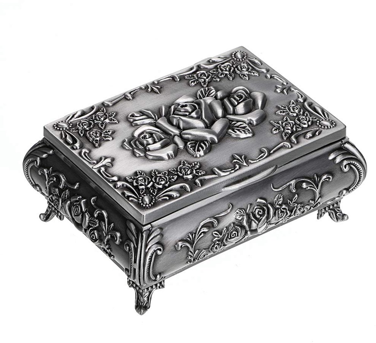 Sieradendoos klein - vintage metaal - antiek design - perfect voor ringen en oorbellen - ShopVlot