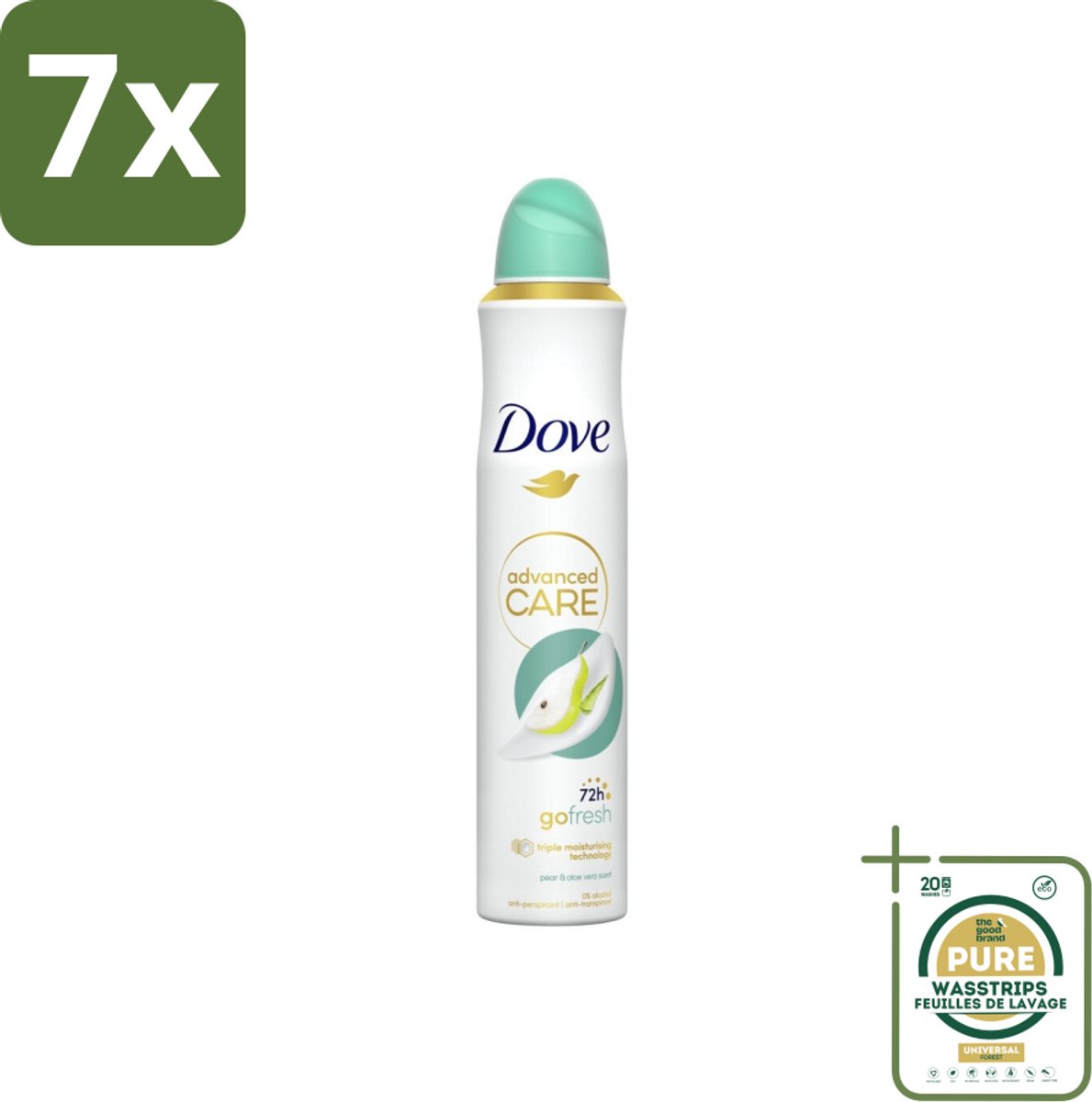 7 x Dove Deodorant Spray - Peer & Aloë Vera - 200 ml - Grootverpakking - Dove Deodorant Spray - Peer & Aloë Vera - Anti-Transpirant - 72 Uur Bescherming - Huidverzorging