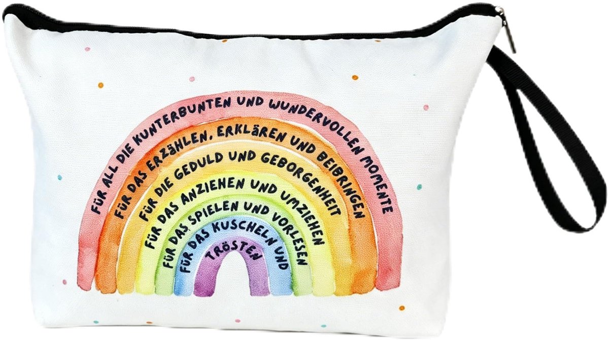 Mitibet Afscheidscadeau Juf Tasje, 1 Regenboog Make-up Tas, Bedankje Cadeau voor Gastouder Lerares, Kleuterschool - ShopVlot