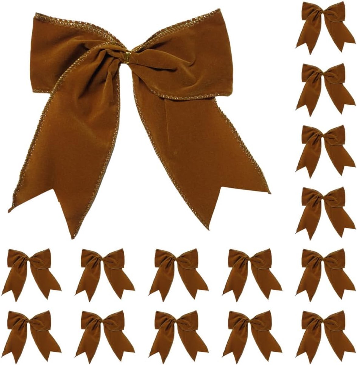 Kerstboomstrikken, 15 stuks 15 x 15 cm fluwelen strikken decoratie, flexibele kerststrik voor het inpakken van - ShopVlot