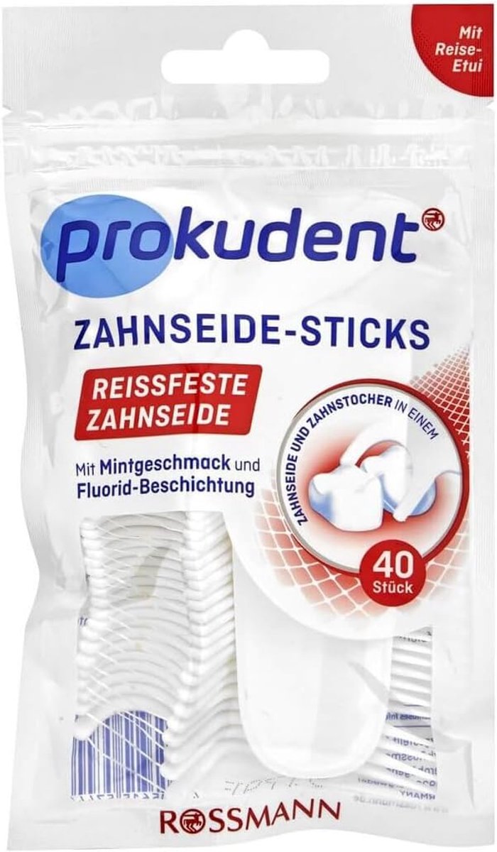 Prokudent 1 x 40 Pieces Floss, Tear-Resistant Floss, Travel Case with Mint Flavour, Fluoride Coating - ShopVlot